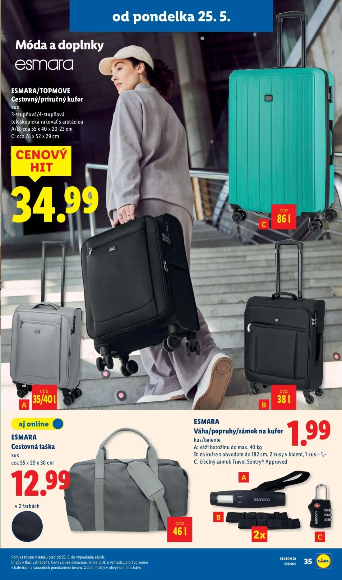 Lidl leták, strana 54 z 109 — Cestovný/príručný kufor, Cestovný/príručný kufor, Cestovný/príručný kufor