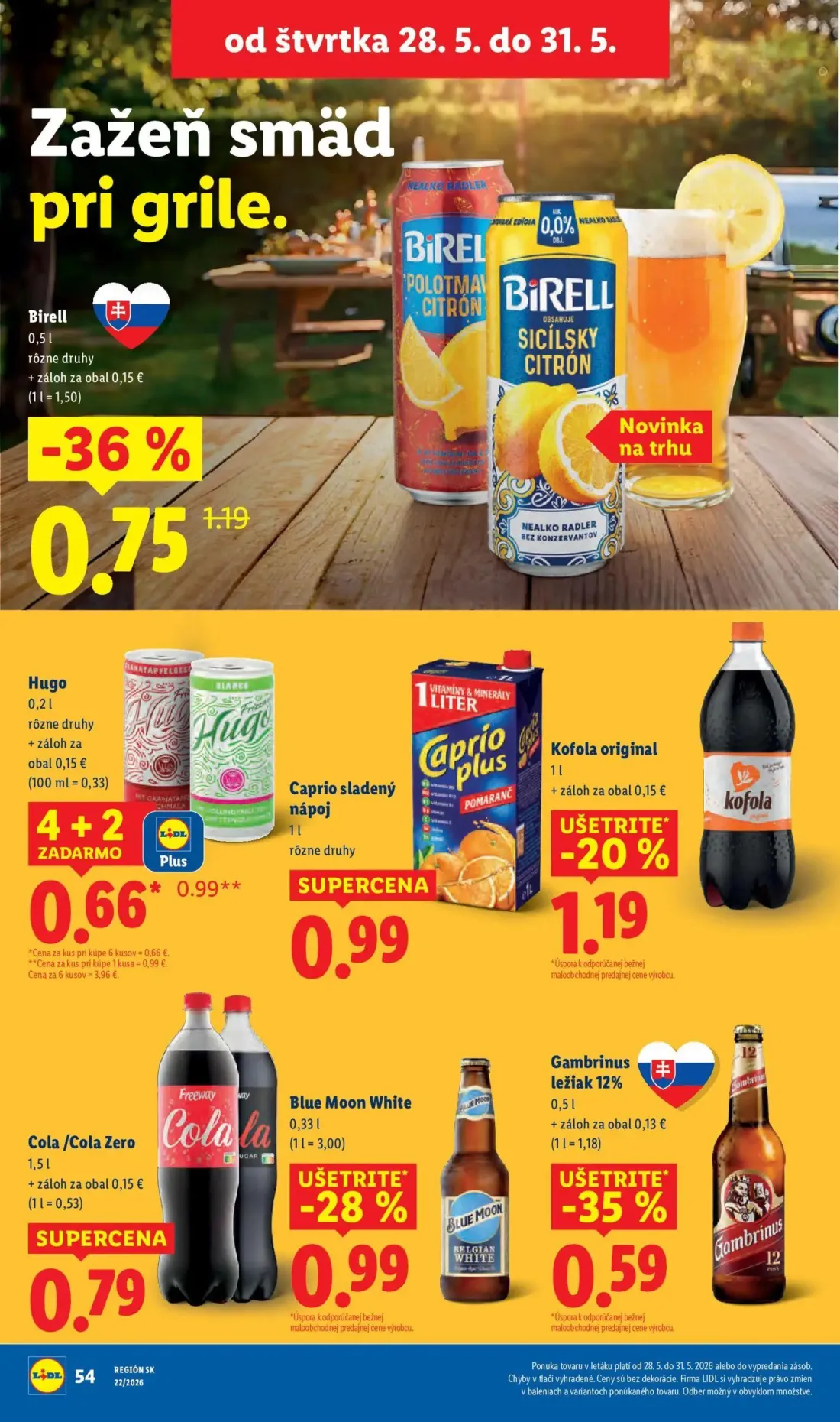 Lidl leták, strana 75 z 109 — Birell, Hugo, Caprio sladený nápoj
