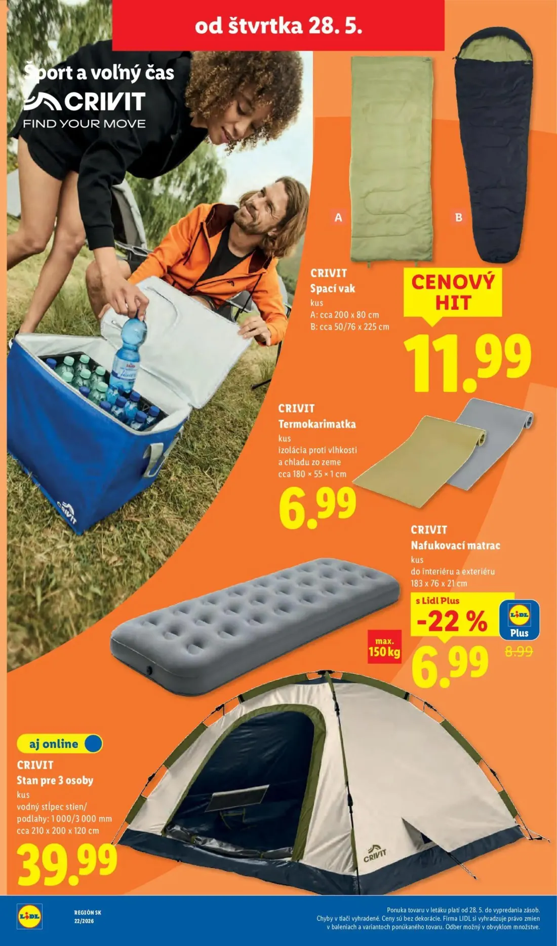 Lidl leták, strana 94 z 109 — CRIVIT Nafukovací matrac, CRIVIT Spací vak, CRIVIT Termokarimatka