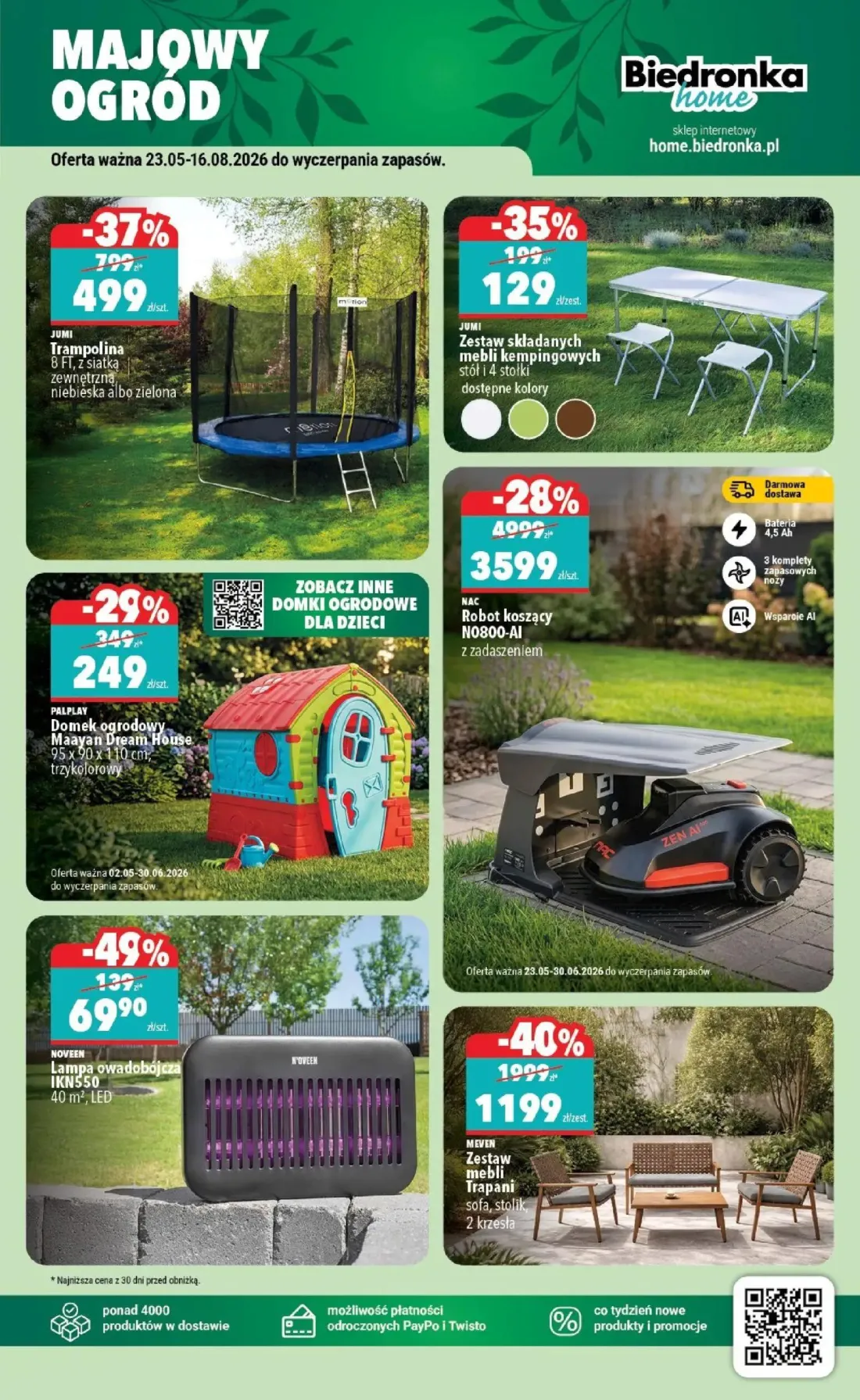 Biedronka gazetka, strona 5 z 6 — Trampolina 8 FT, z siatką zewnętrzną niebieska albo zielona