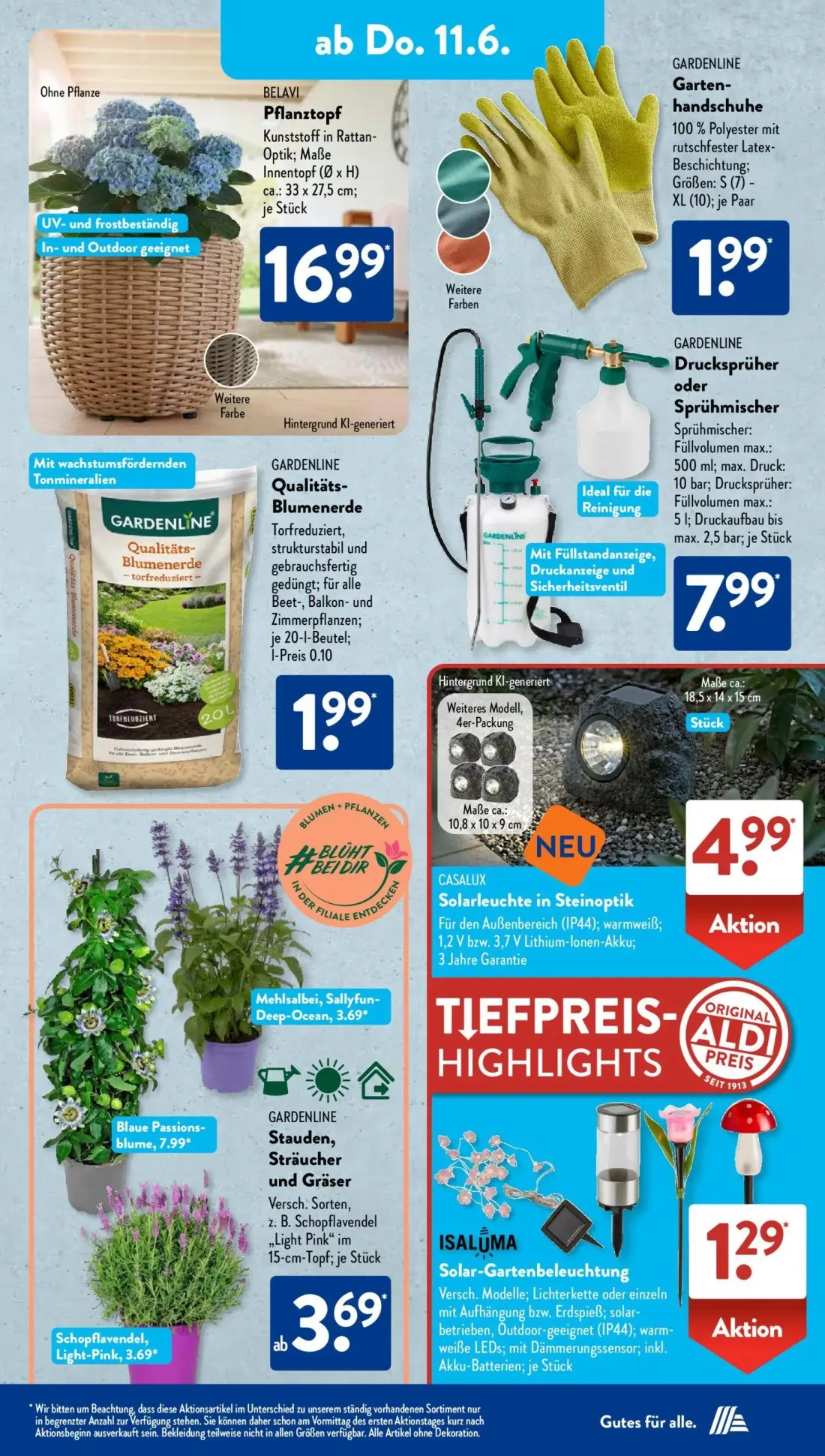Aldi Süd Prospekt, Seite 8 von 24 — BELAVI Pflanztopf, GARDENLINE Gartenhandschuhe, GARDENLINE Qualitäts-Blumenerde