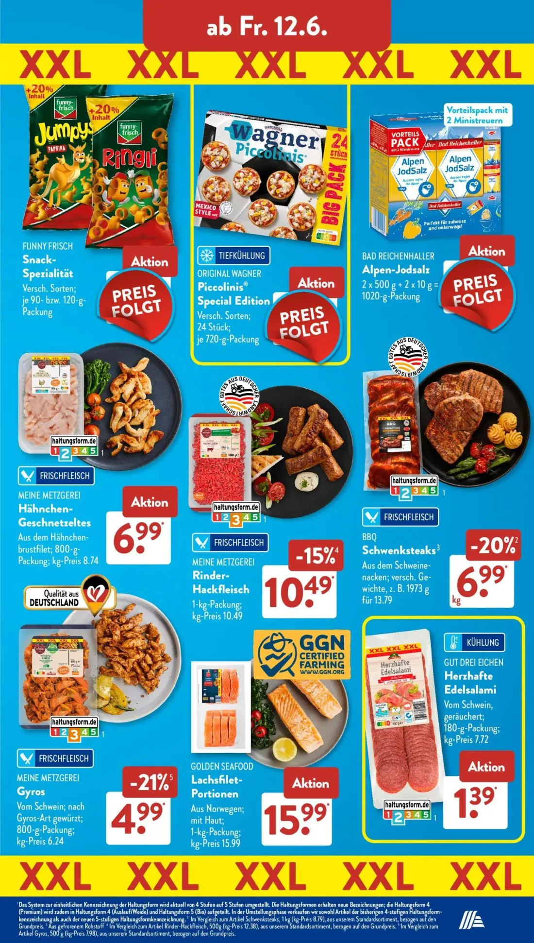 Aldi Süd Prospekt, Seite 12 von 24 — BBQ Schwenksteaks³, Hähnchen-Geschnetzeltes, MEINE METZGEREI Rinder-Hackfleisch