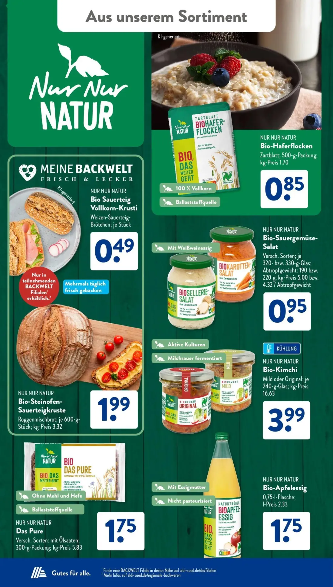 Aldi Süd Prospekt, Seite 18 von 24 — Bio Sauerteig Vollkorn-Krusti, Bio-Haferflocken, Bio-Sauergemüse-Salat