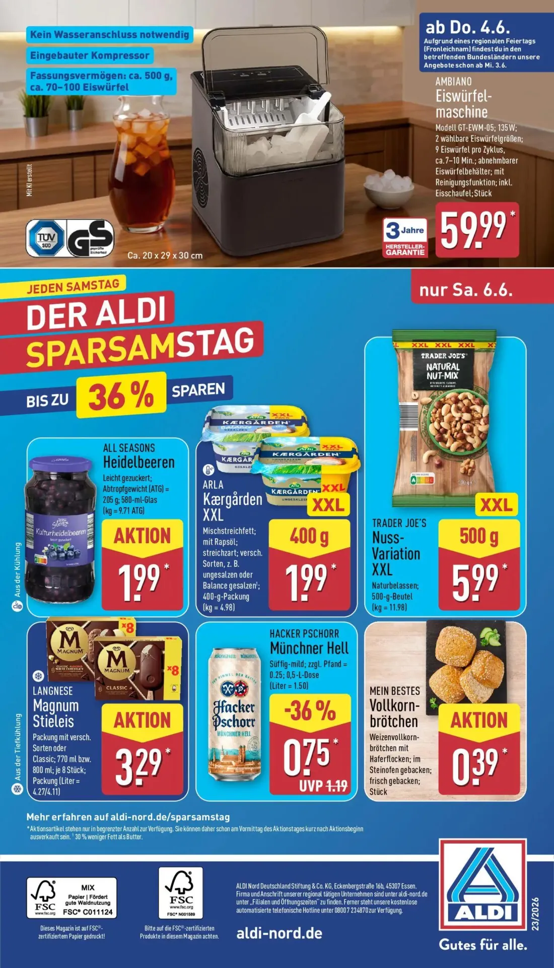 Aldi Nord Prospekt, Seite 32 von 37 — LANGNESE Magnum Stieleis