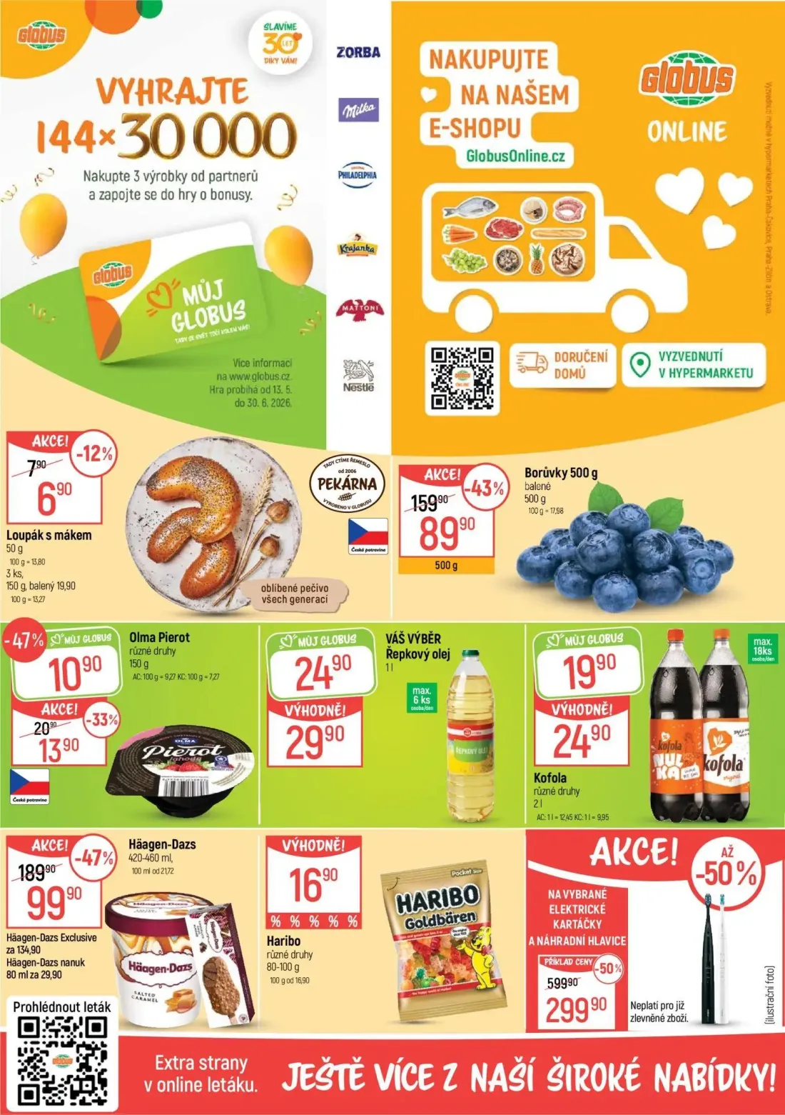 GLOBUS leták, strana 2 z 49 — Häagen-Dazs, Borůvky, Řepkový olej