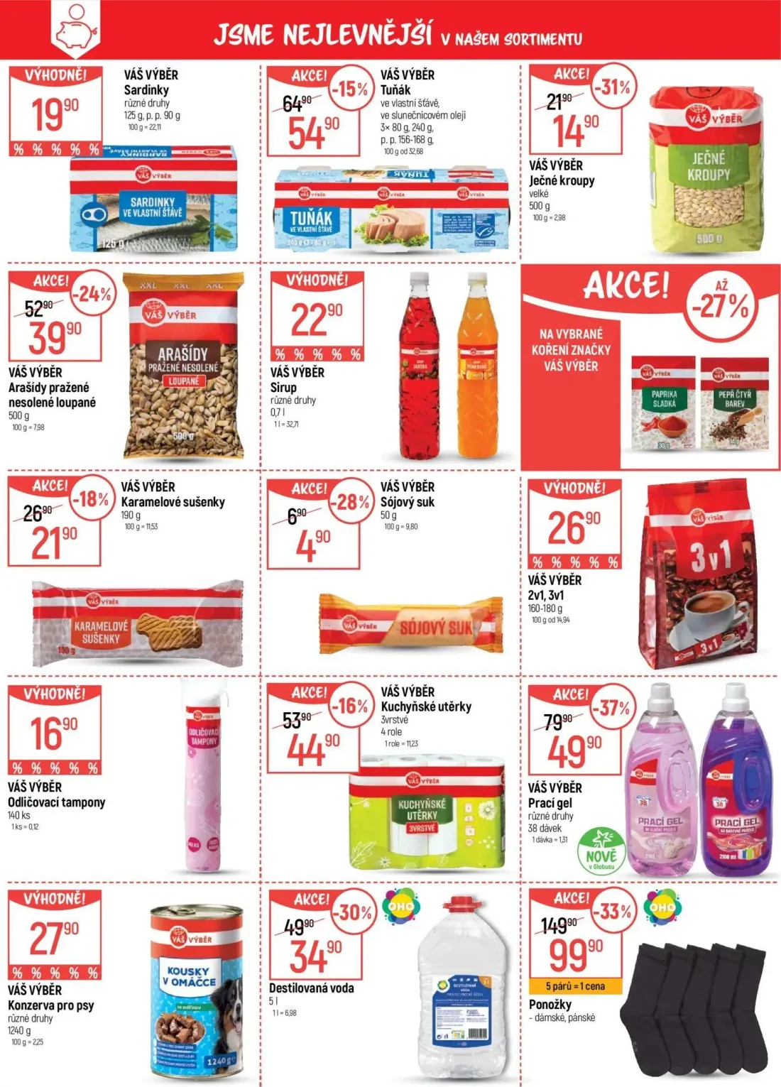 GLOBUS leták, strana 4 z 49 — Prací gel, Karamelové sušenky, Konzerva pro psy