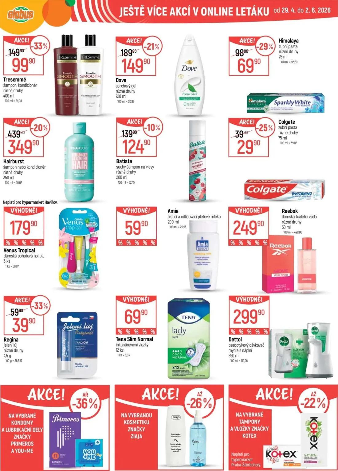 GLOBUS leták, strana 46 z 49 — Hairburst šampon nebo kondicionér různé druhy, Tresemmé šampon, kondicionér různé druhy, Dove…