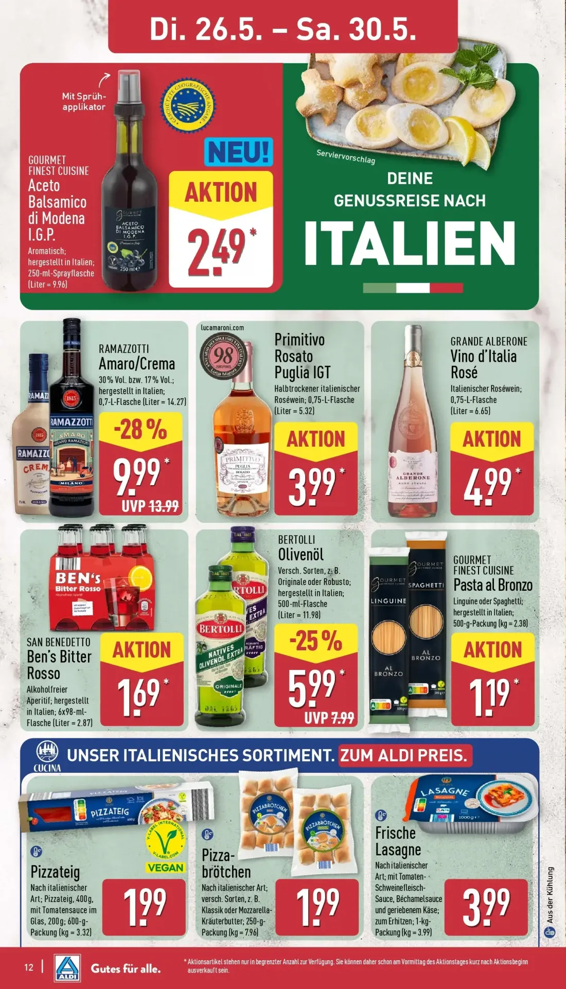 Aldi Nord Prospekt, Seite 12 von 42 — GOURMET FINEST CUISINE Pasta al Bronzo, Pizzateig, Frische Lasagne