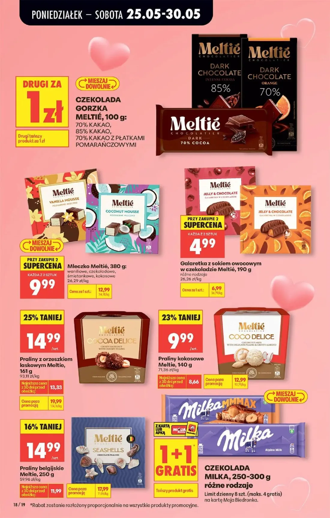 Biedronka gazetka, strona 20 z 92 — Praliny z orzeszkiem laskowym Meltie, Praliny belgijskie Meltie, Praliny kokosowe Meltie
