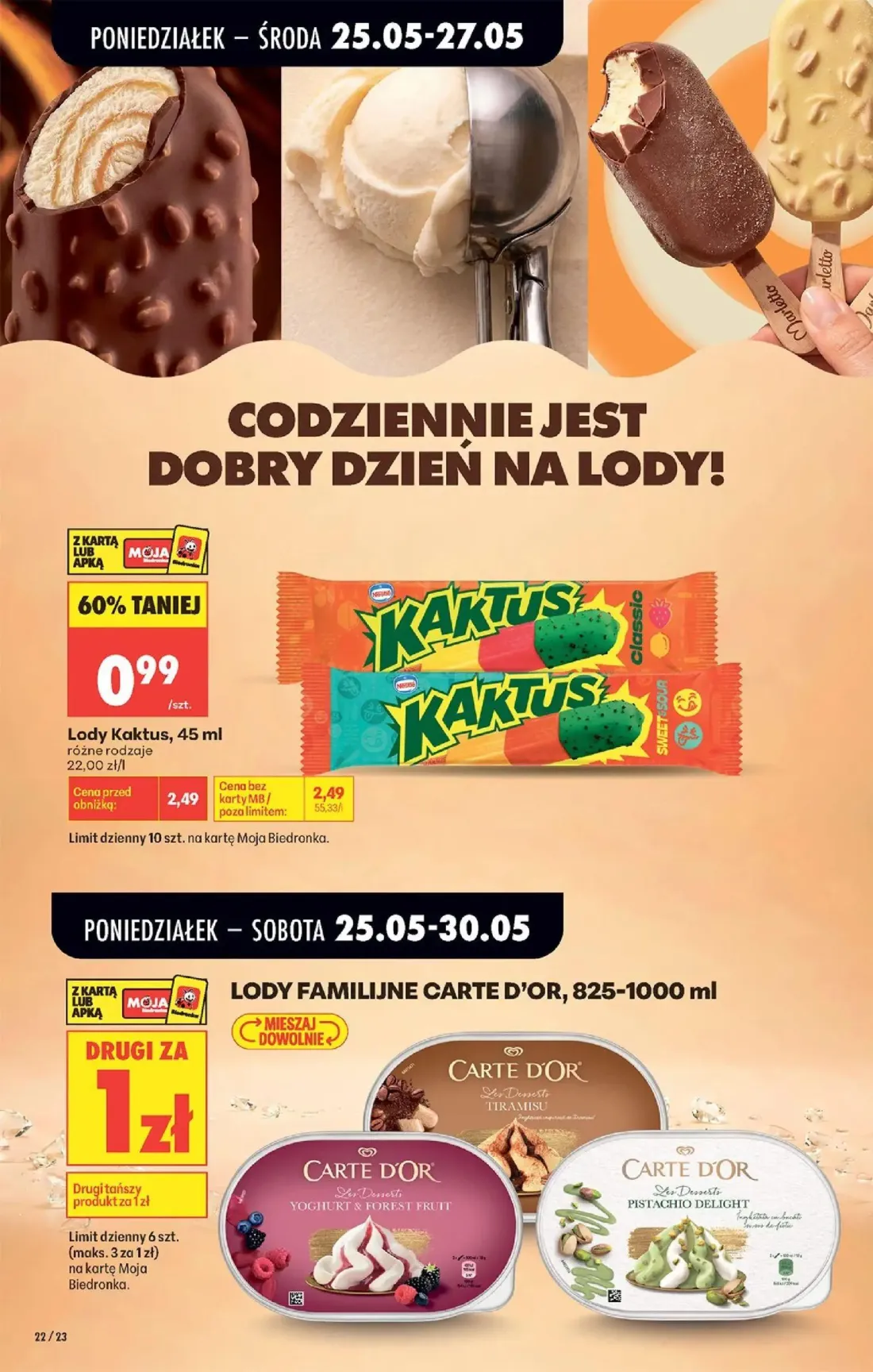 Biedronka gazetka, strona 24 z 92 — Lody Kaktus, Lody Familijne Carte D'Or