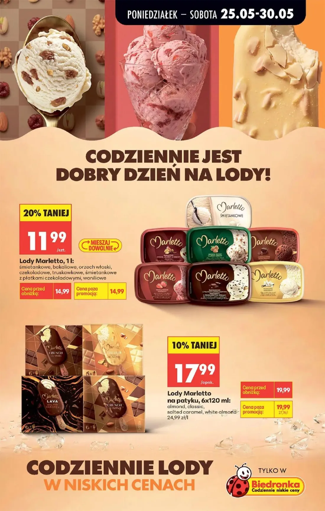Biedronka gazetka, strona 25 z 92 — Lody Marletto, Lody Marletto na patyku
