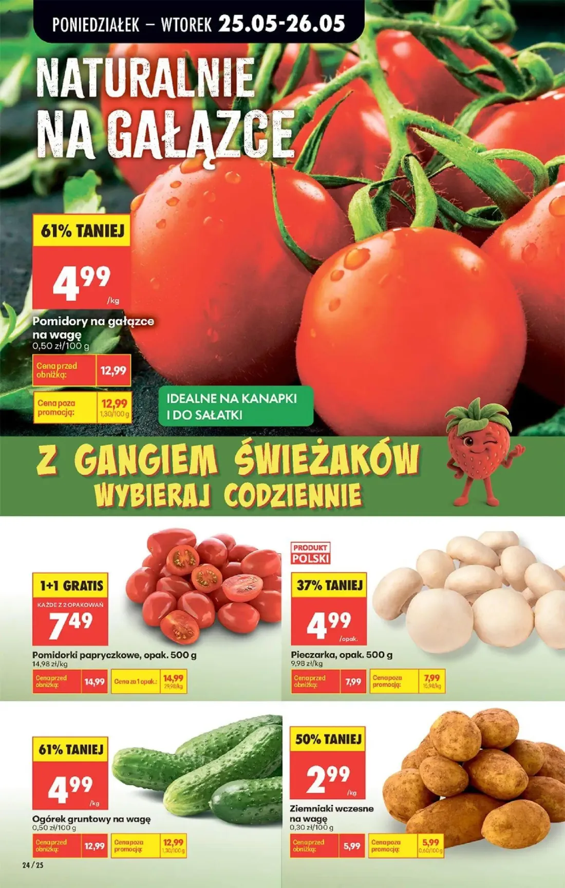 Biedronka gazetka, strona 26 z 92 — Pomidory na gałązce, Ogórek gruntowy na wagę, Pomidorki papryczkowe, opak. 500 g