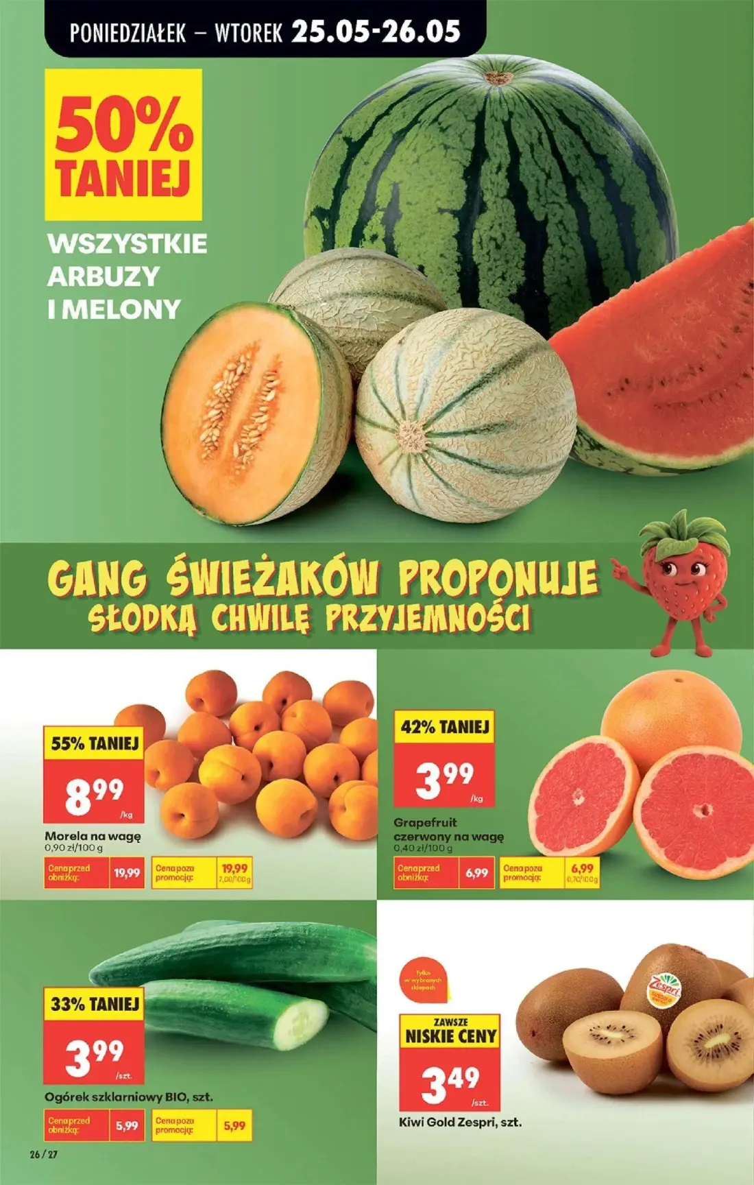 Biedronka gazetka, strona 28 z 92 — Morela na wagę, Grapefruit czerwony na wagę, Ogórek szklarniowy BIO