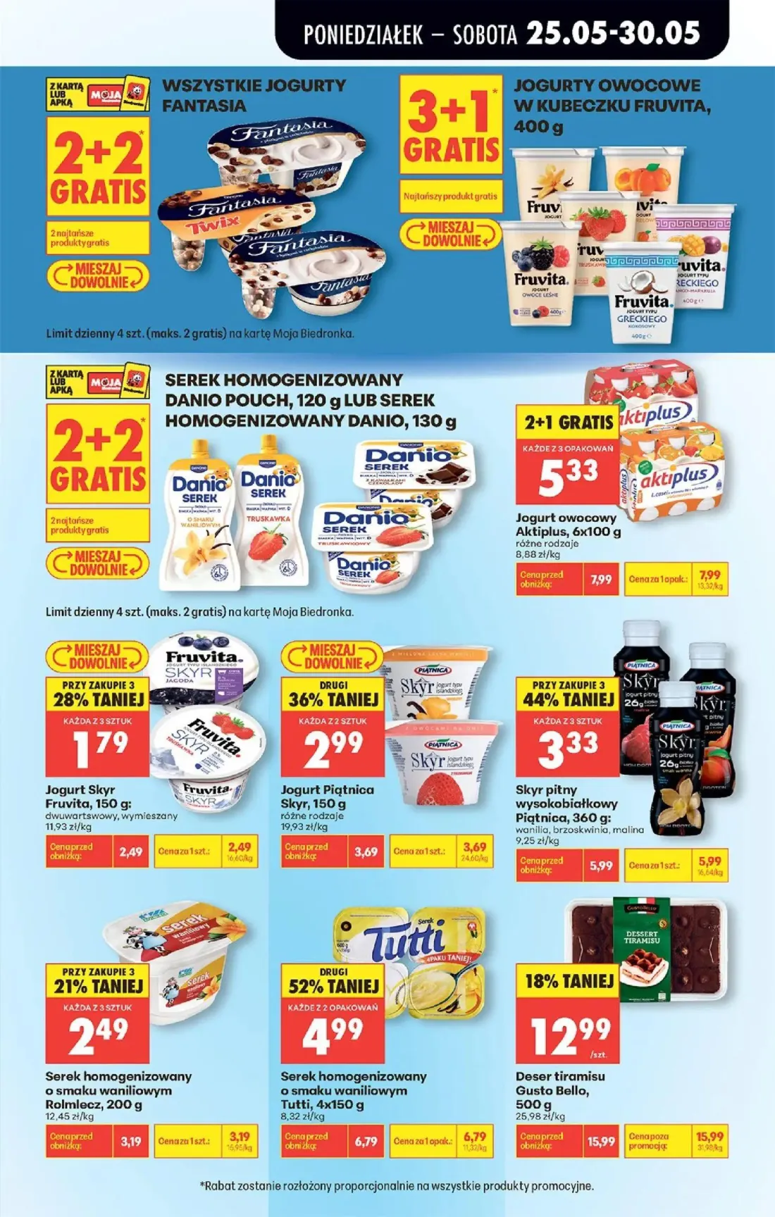 Biedronka gazetka, strona 39 z 92 — Deser tiramisu Gusto Bello, Jogurt owocowy Aktiplus, Skyr pitny wysokobiałkowy Piątnica