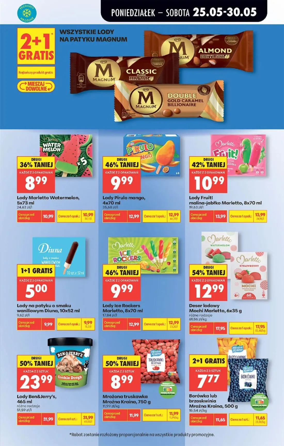 Biedronka gazetka, strona 43 z 92 — Lody Ben&Jerry's, Lody na patyku o smaku waniliowym Diuna, Deser lodowy Mochi Marletto
