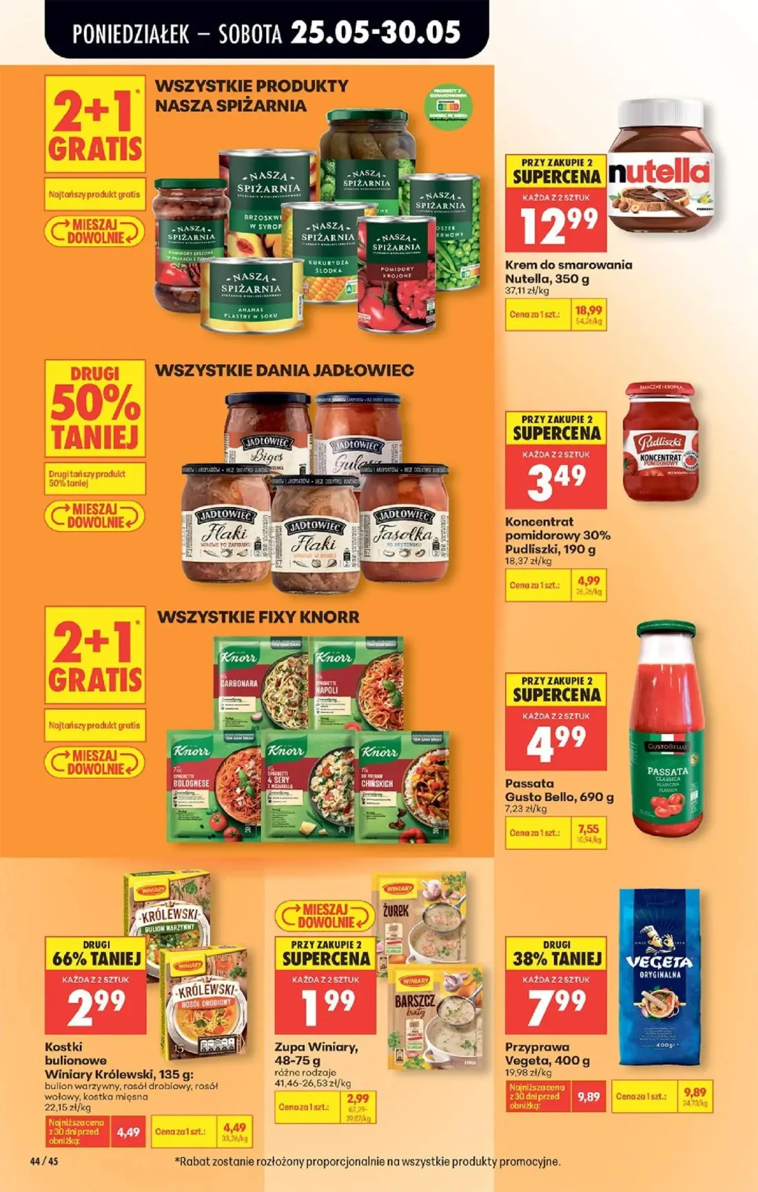 Biedronka gazetka, strona 46 z 92 — Krem do smarowania Nutella, Passata Gusto Bello, Przyprawa Vegeta