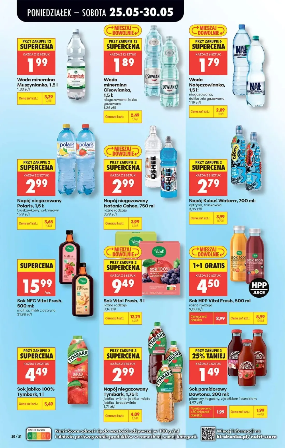 Biedronka gazetka, strona 52 z 92 — Sok HPP Vital Fresh, Sok Vital Fresh, Woda mineralna Muszynianka