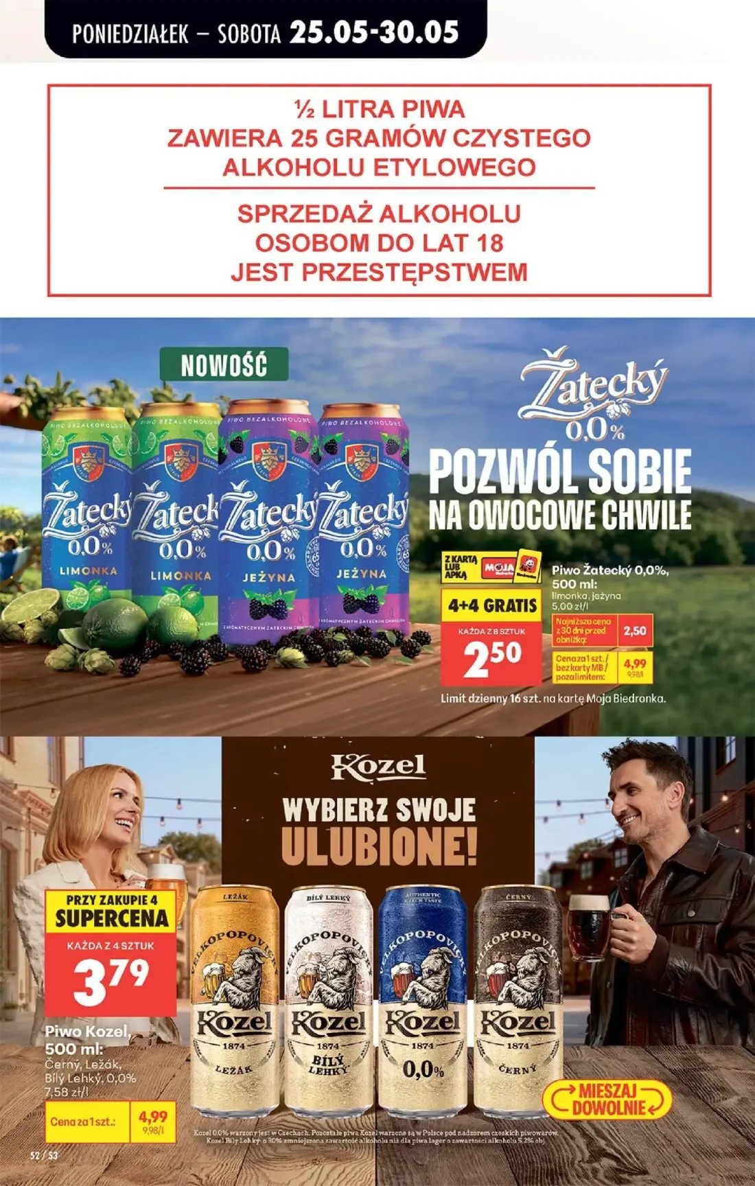 Biedronka gazetka, strona 54 z 92 — Piwo Żatecký 0,0%, Piwo Kozel