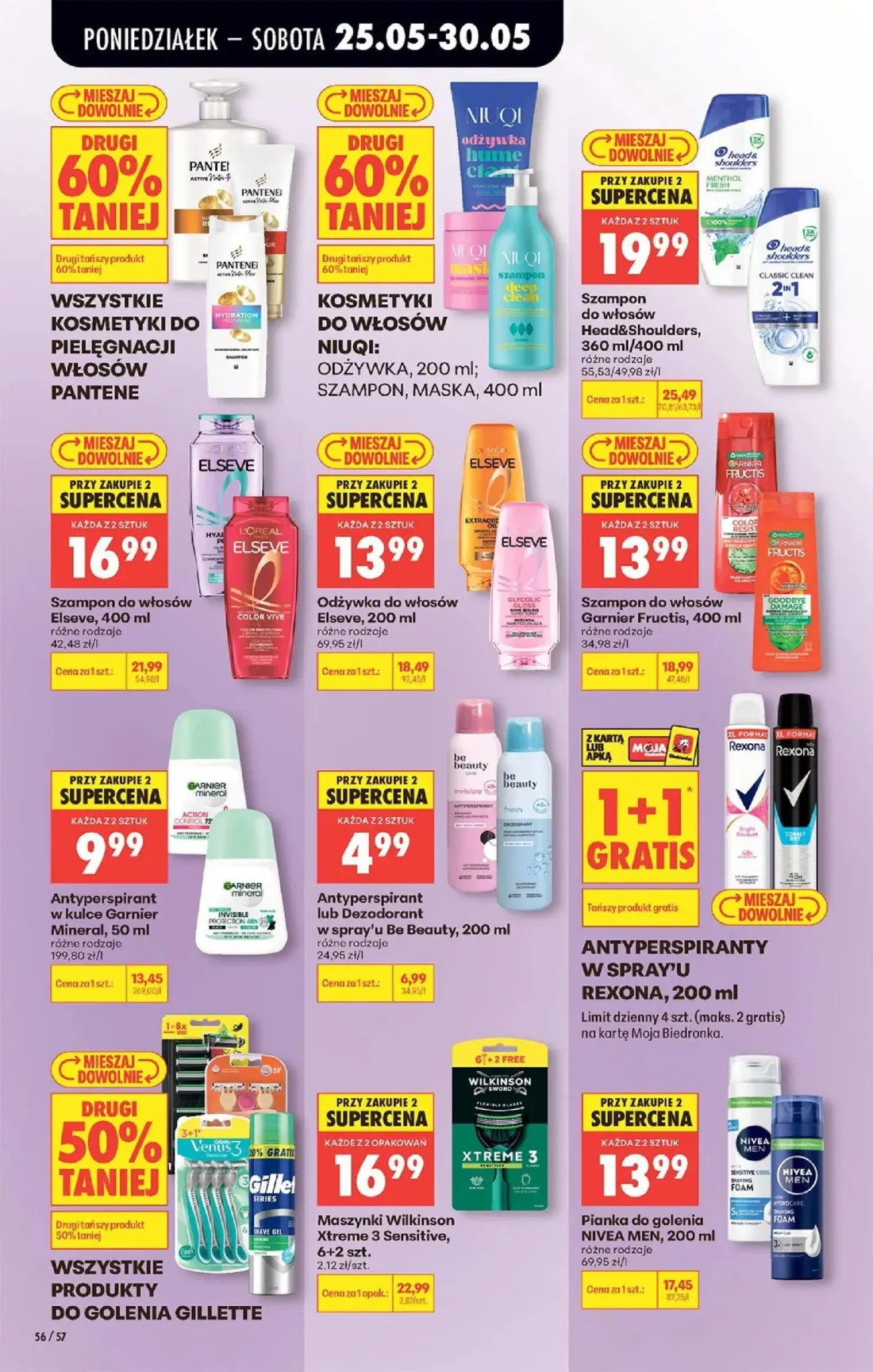 Biedronka gazetka, strona 58 z 92 — Maszynki Wilkinson Xtreme 3 Sensitive, Szampon do włosów Head&Shoulders, Szampon do włos…