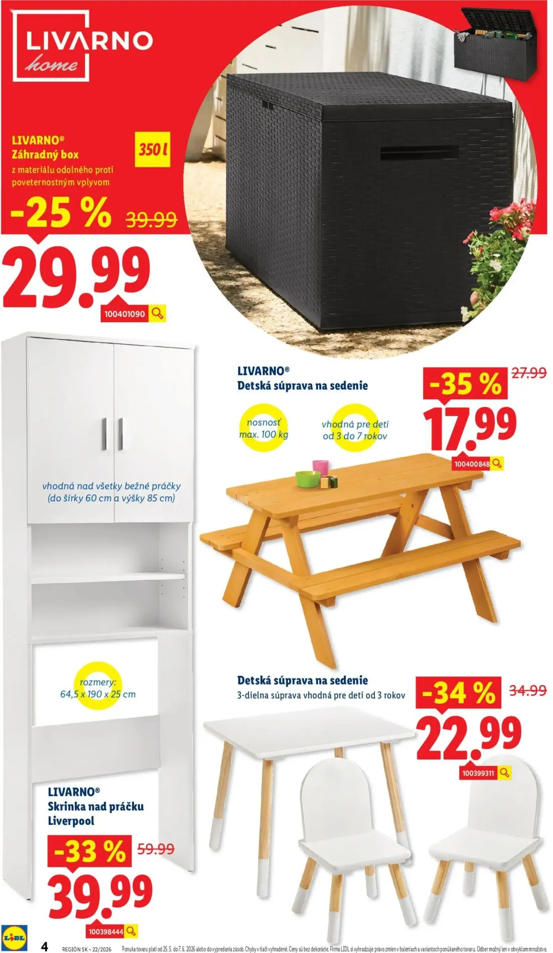 Lidl leták, strana 4 z 8 — Detská súprava na sedenie, Záhradný box, Detská súprava na sedenie