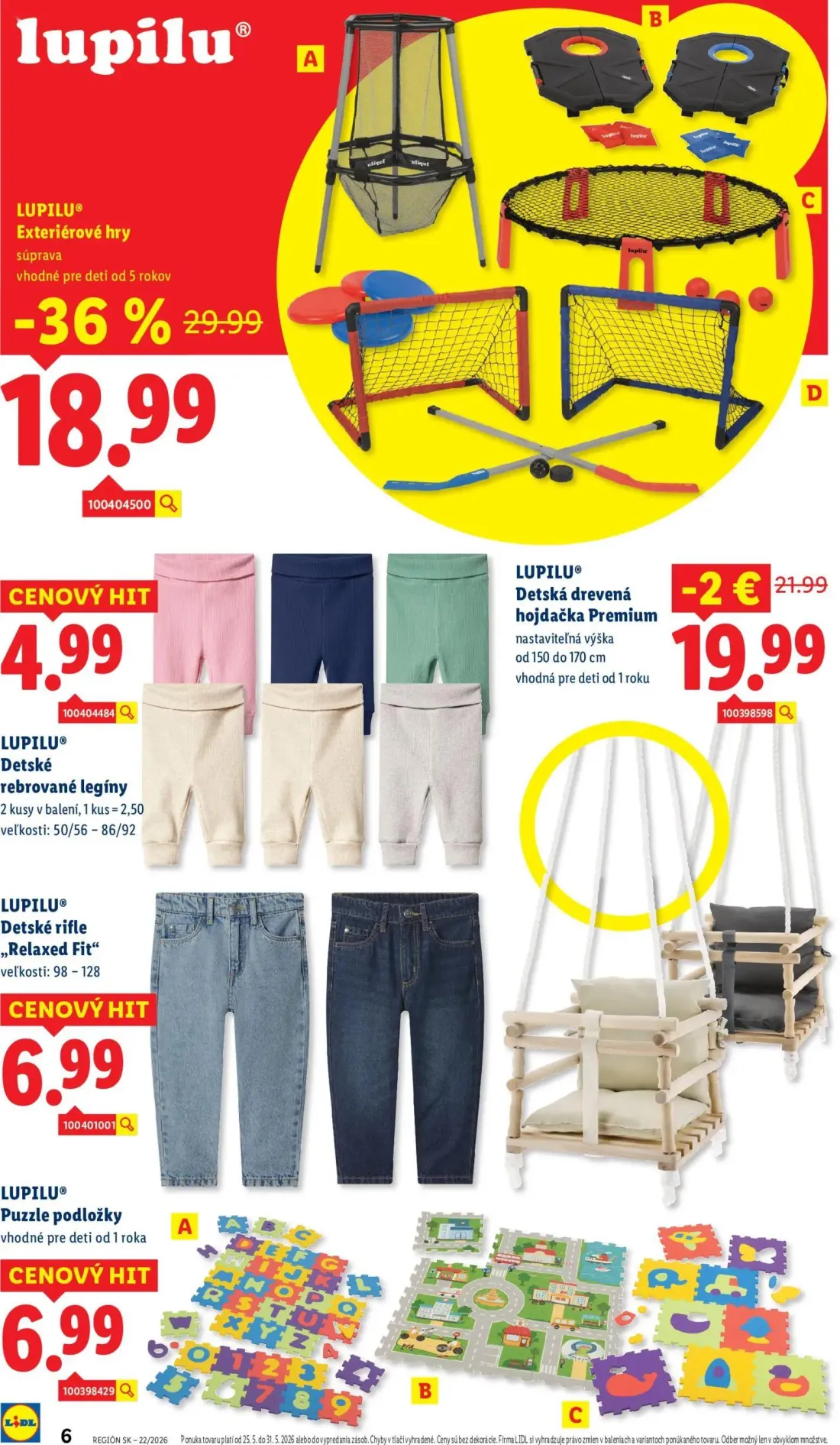 Lidl leták, strana 6 z 8 — LUPILU® Exteriérové hry súprava, LUPILU® Detská drevená hojdačka Premium, LUPILU® Detské rebrovan…