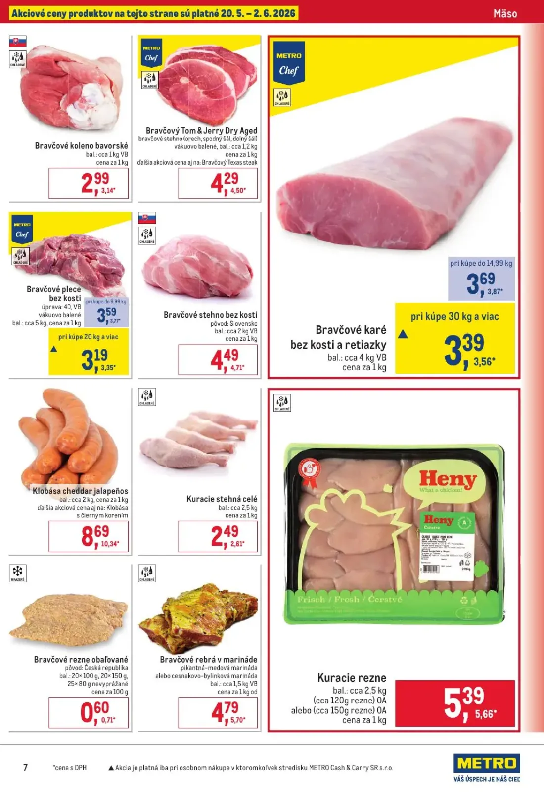 Metro leták, strana 7 z 32 — Klobása cheddar jalapeños, Bravčové rebrá v marináde, Bravčové plece bez kosti