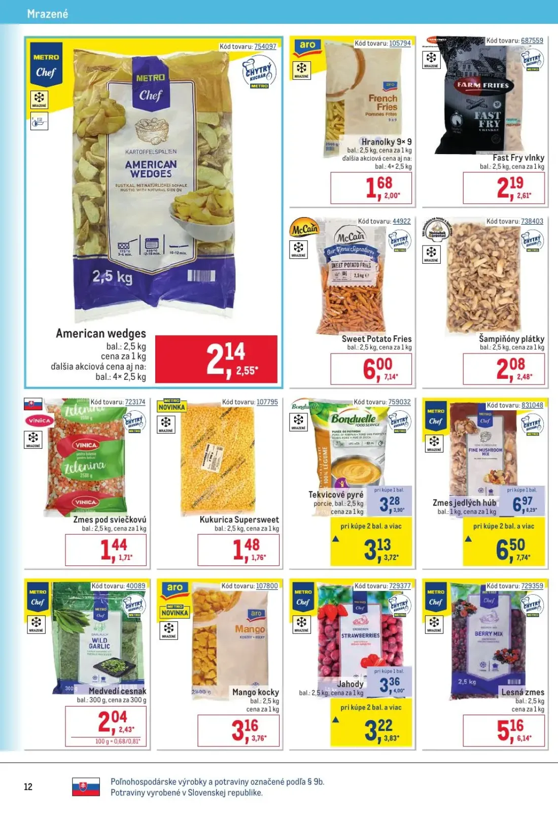 Metro leták, strana 12 z 32 — Zmes jedlých húb, Sweet Potato Fries, Jahody