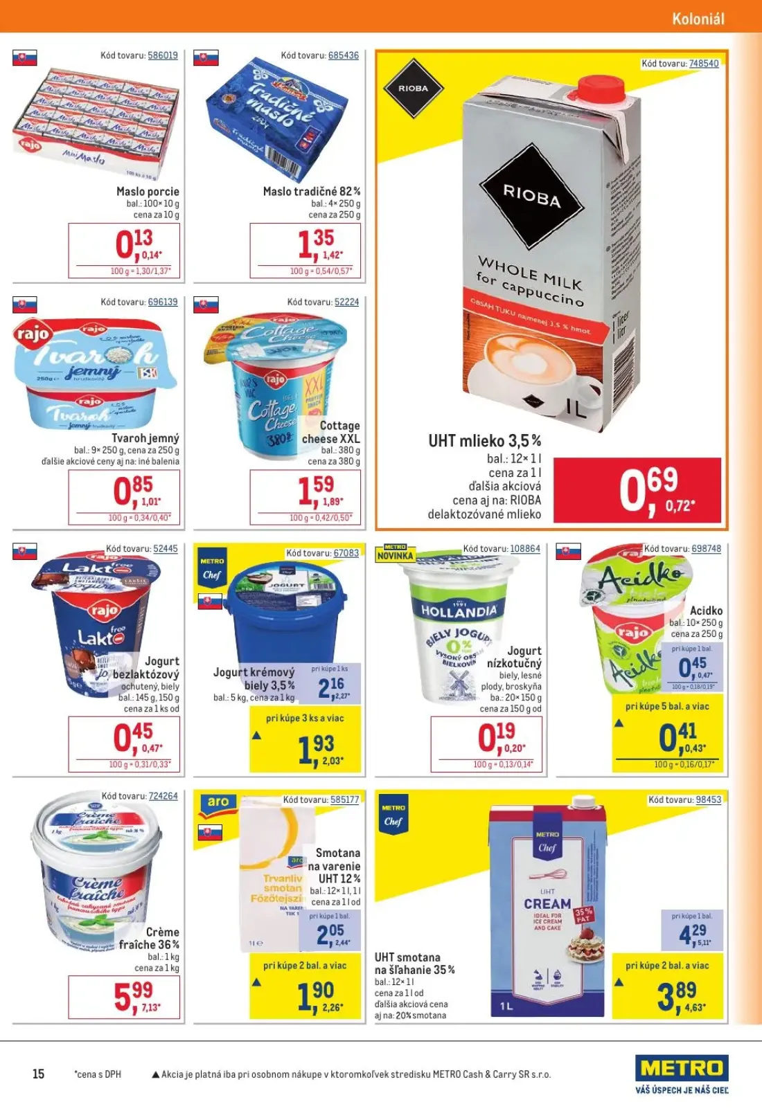 Metro leták, strana 15 z 32 — Jogurt krémový biely 3,5%, Cottage cheese XXL, Tvaroh jemný