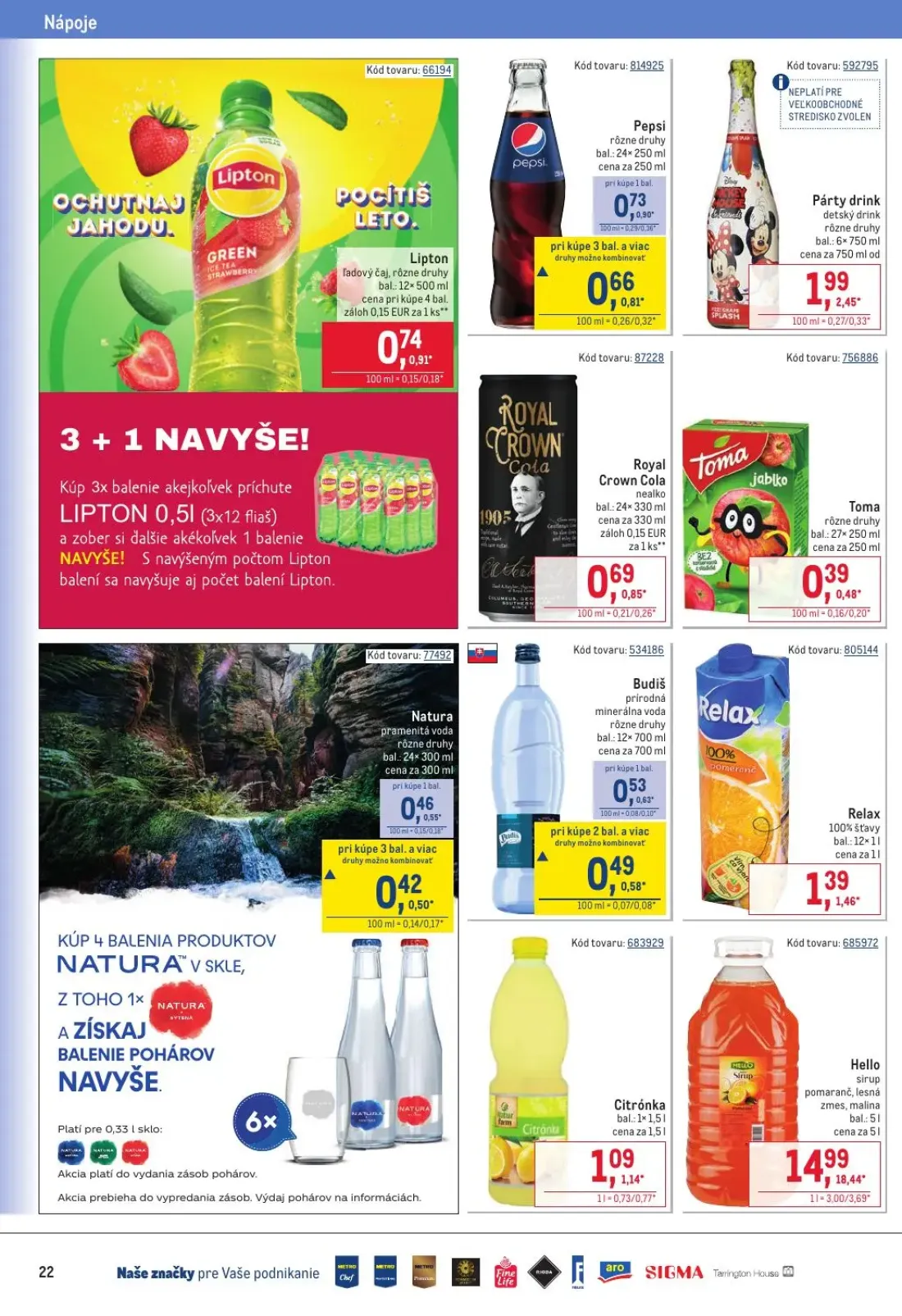 Metro leták, strana 22 z 32 — Hello sirup, Párty drink, Pepsi
