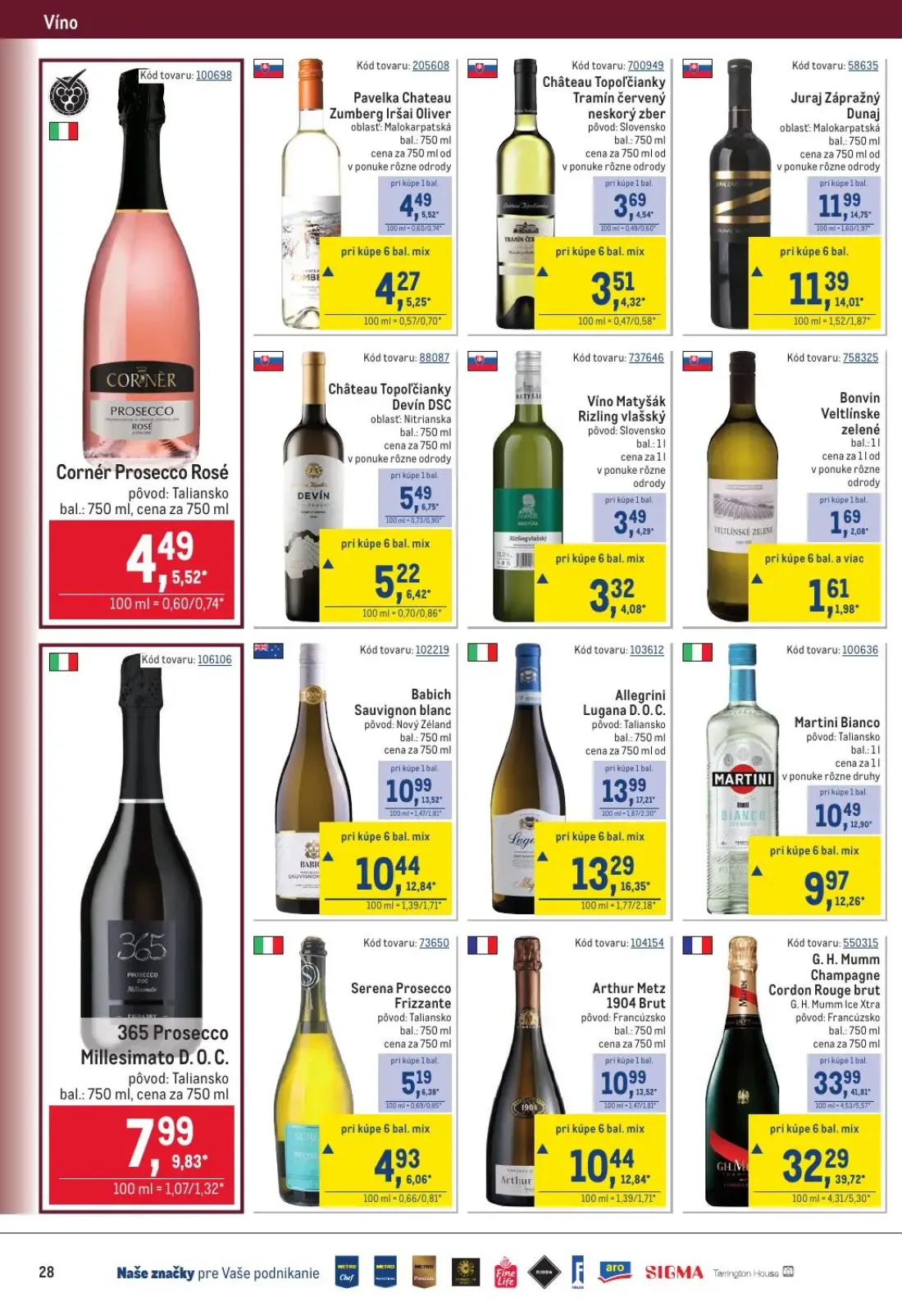 Metro leták, strana 28 z 32 — 365 Prosecco Millesimato D. O. C., Cornér Prosecco Rosé, Juraj Zápražný Dunaj