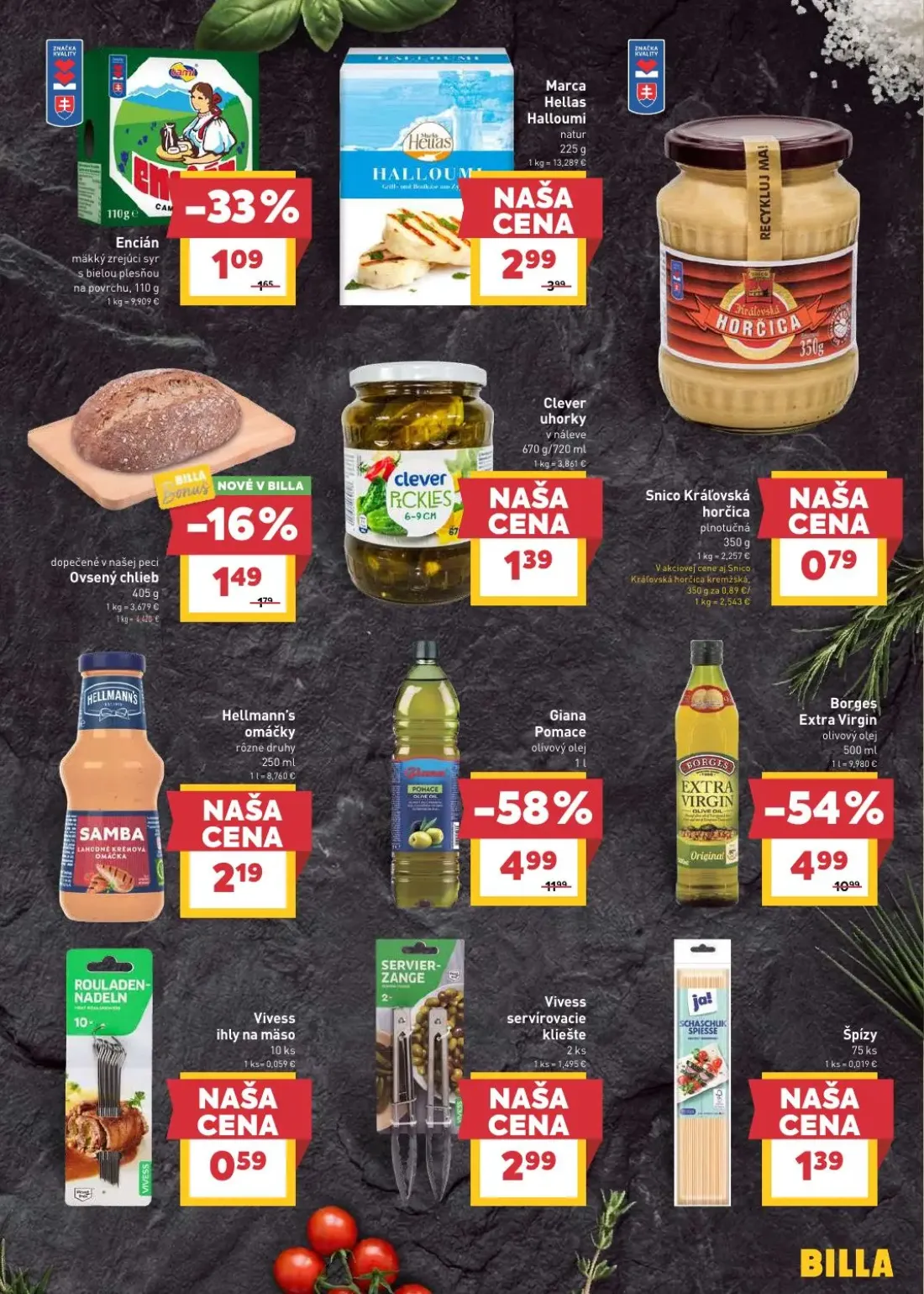 Billa leták, strana 13 z 29 — Snico Kráľovská horčica plnotučná, Hellmann's omáčky rôzne druhy