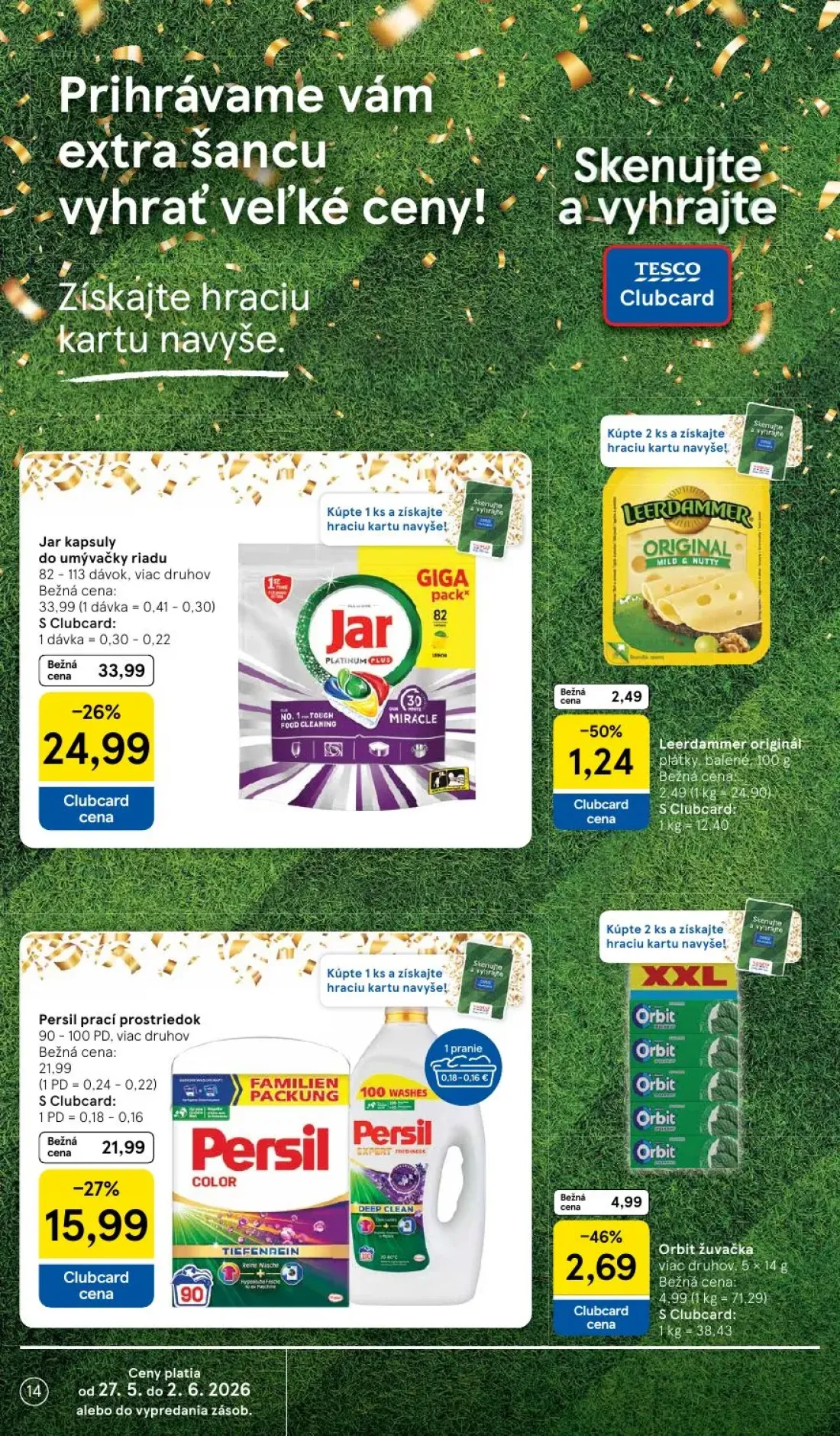 Tesco leták, strana 14 z 45 — Jar kapsuly do umývačky riadu, Leerdammer originál plátky, balené