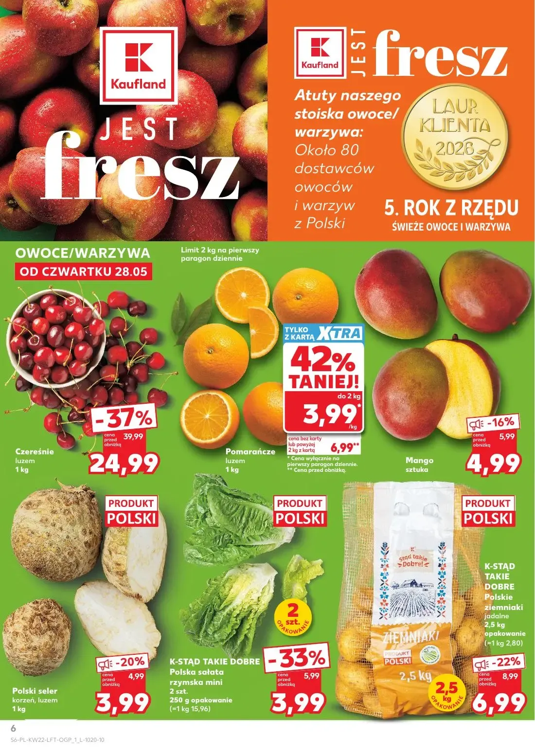 Kaufland gazetka, strona 6 z 70 — Czereśnie luzem, K-STĄD TAKIE DOBRE Polska sałata rzymska mini, K-STĄD TAKIE DOBRE Polskie…