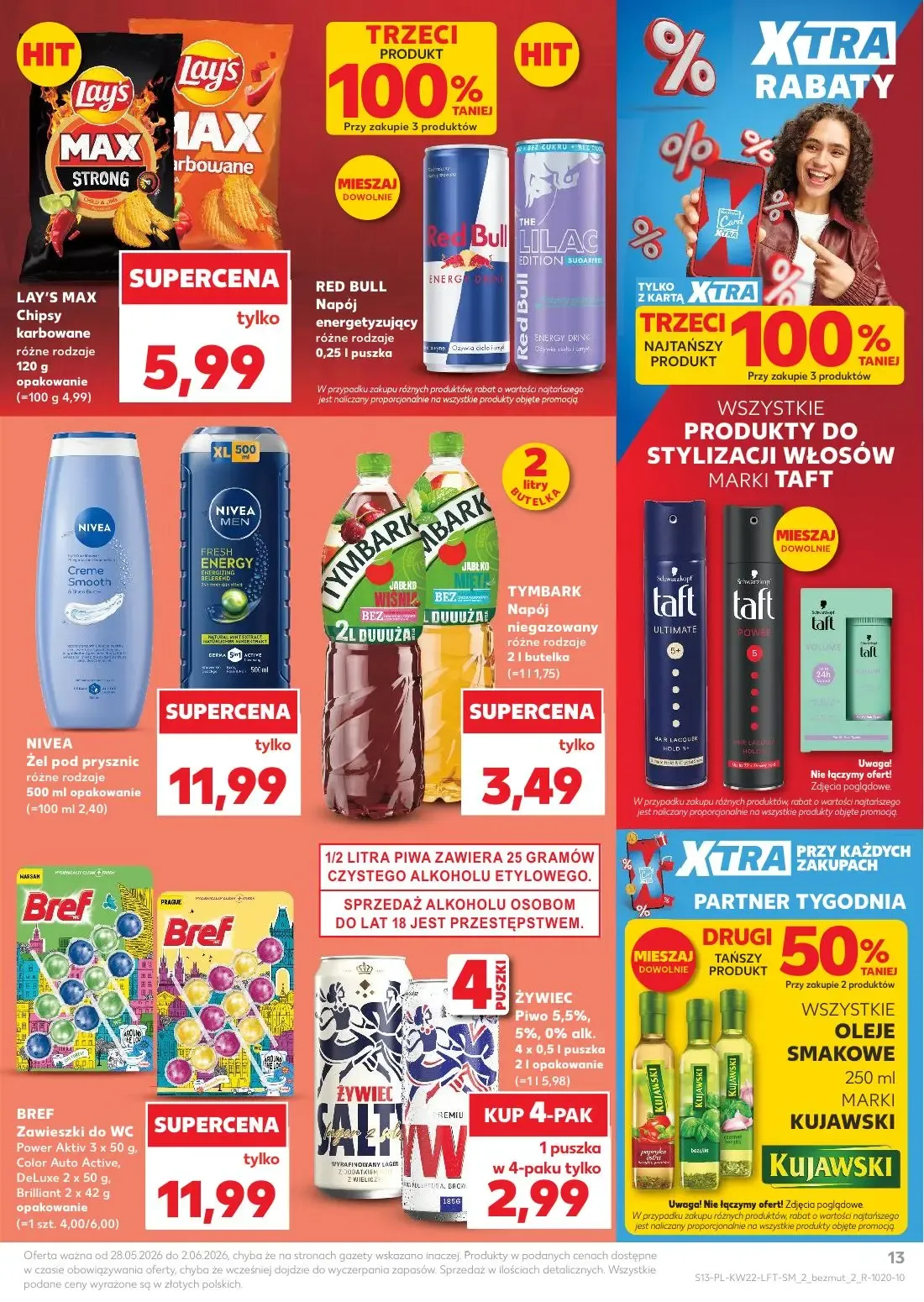 Kaufland gazetka, strona 13 z 70 — NIVEA Żel pod prysznic, TYMBARK Napój niegazowany, BREF Zawieszki do WC