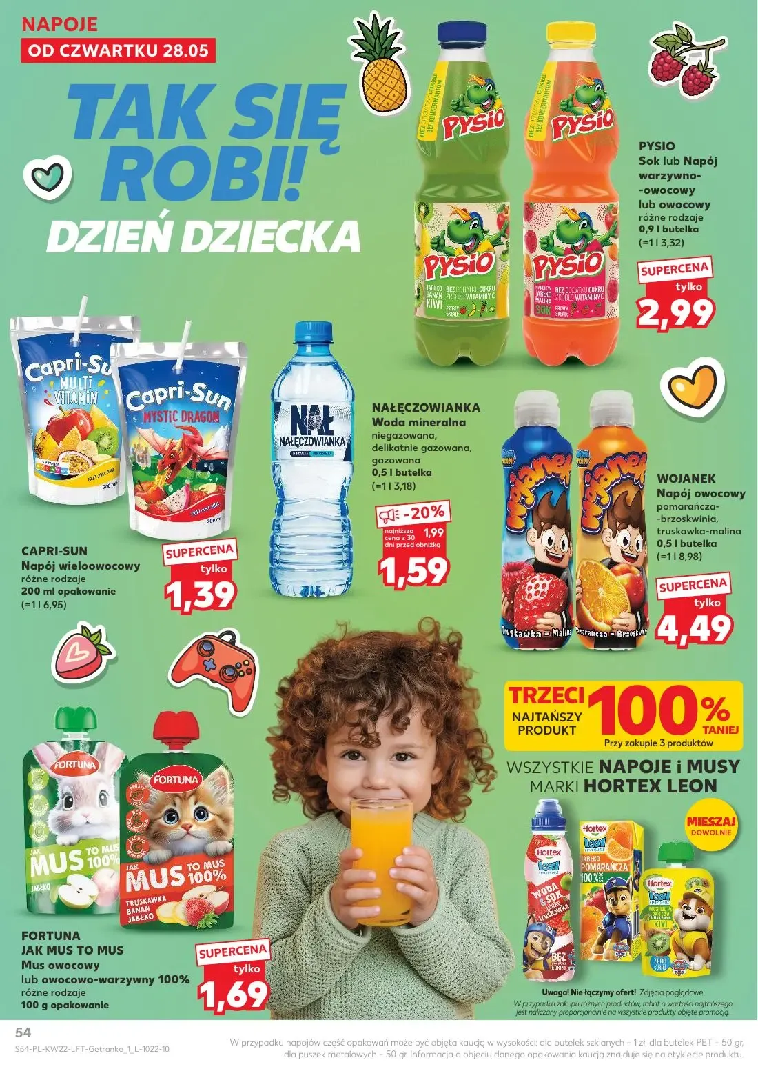 Kaufland gazetka, strona 54 z 70 — NAŁĘCZOWIANKA Woda mineralna, PYSIO Sok lub Napój, CAPRI-SUN Napój wieloowocowy
