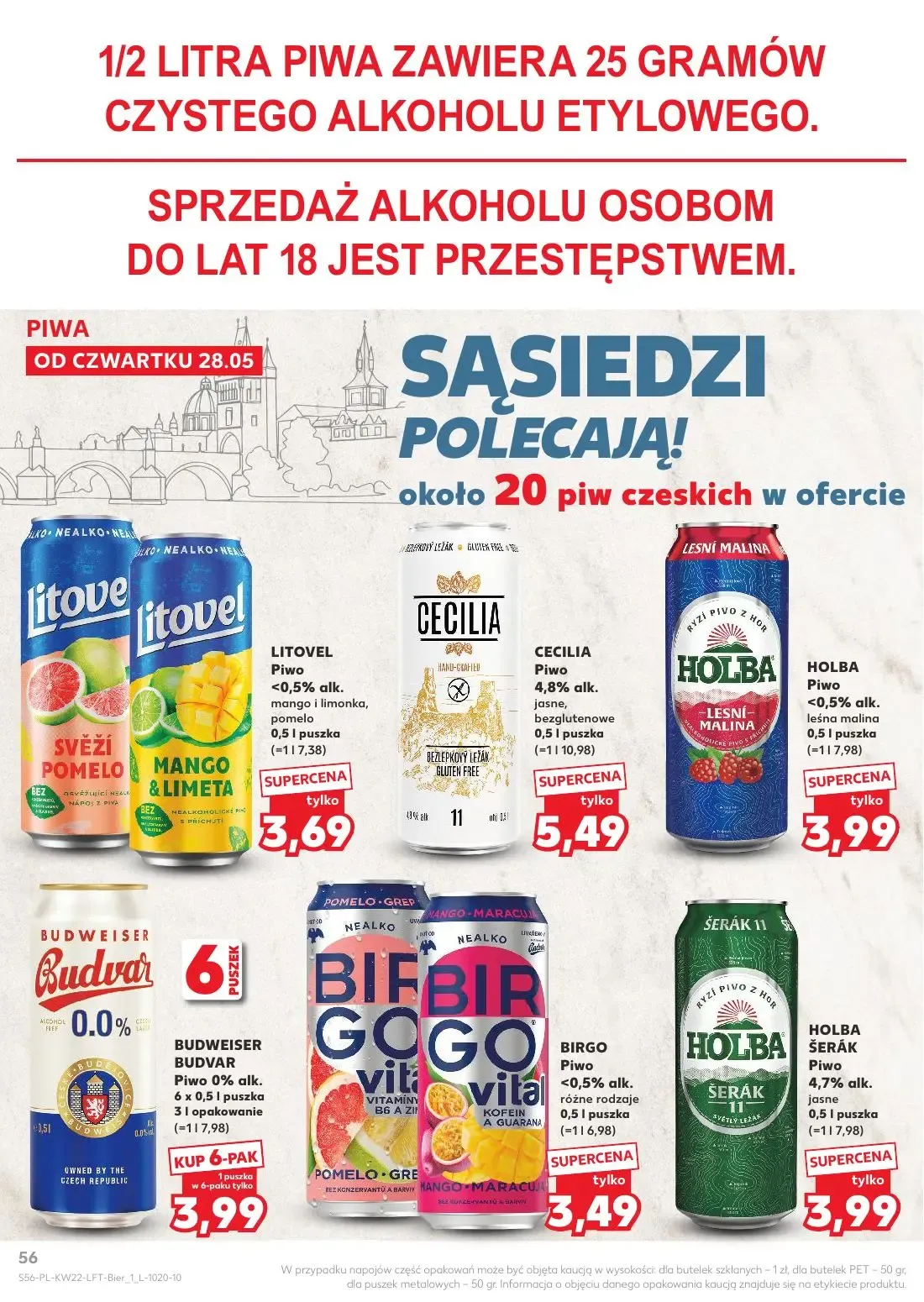 Kaufland gazetka, strona 56 z 70 — LITOVEL Piwo, CECILIA Piwo, HOLBA Piwo