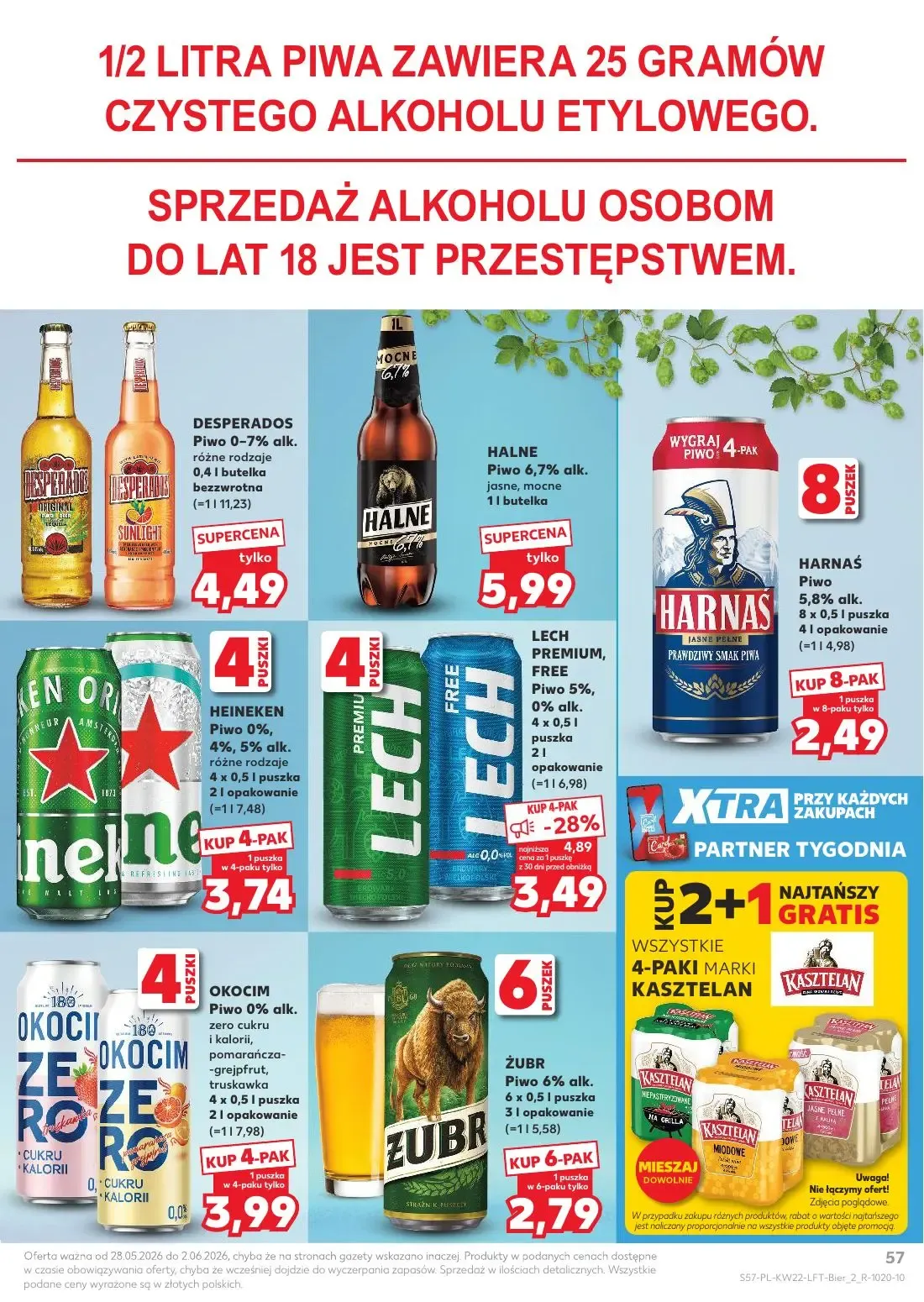 Kaufland gazetka, strona 57 z 70 — LECH PREMIUM, FREE Piwo, DESPERADOS Piwo, HALNE Piwo