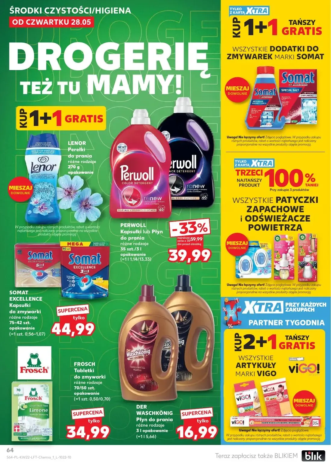 Kaufland gazetka, strona 64 z 70 — PERWOLL Kapsułki lub Płyn do prania, SOMAT EXCELLENCE Kapsułki do zmywarki, FROSCH Tablet…