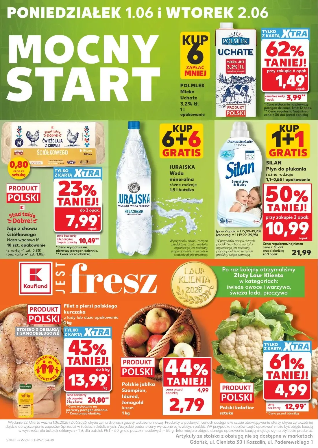 Kaufland gazetka, strona 70 z 70 — Silan Płyn do płukania, Filet z piersi polskiego kurczaka, Polski kalafior