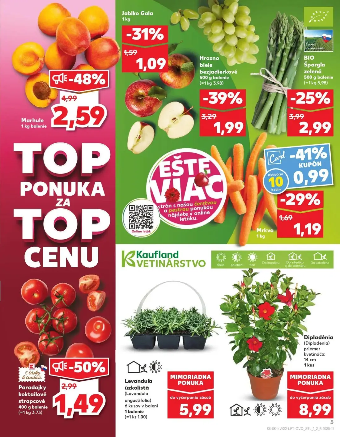Kaufland leták, strana 5 z 72 — Marhule, Hrozno biele bezjadierkové, Jablko Gala