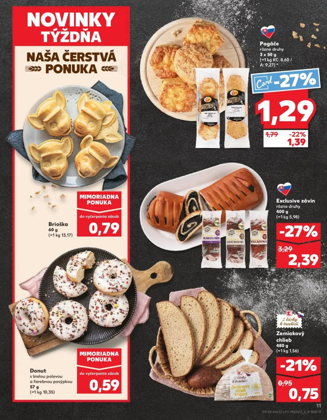Kaufland leták, strana 11 z 72 — Exclusive závin, Pagáče, Zemiakový chlieb