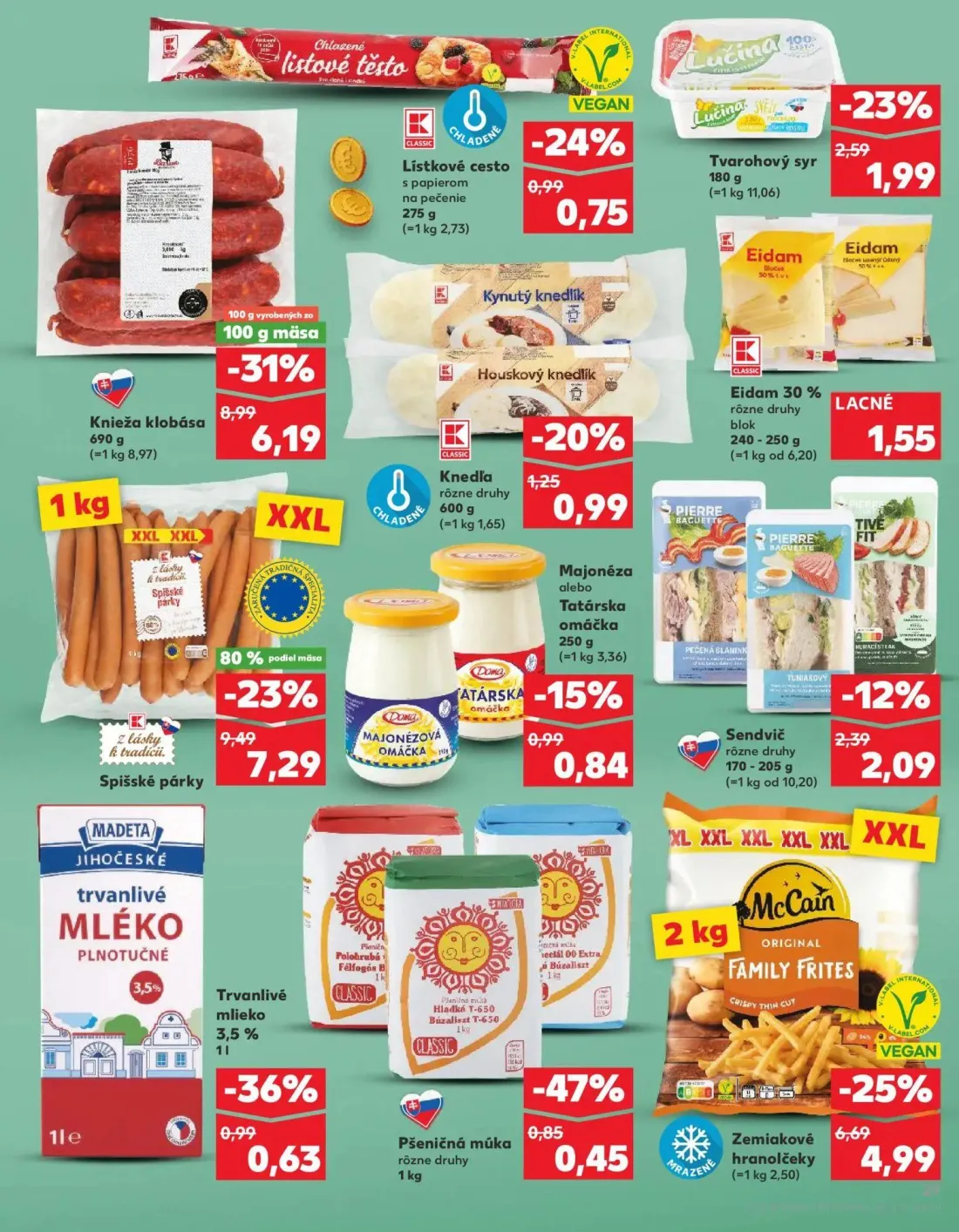 Kaufland leták, strana 29 z 72 — Tvarohový syr, Trvanlivé mlieko, Eidam 30%