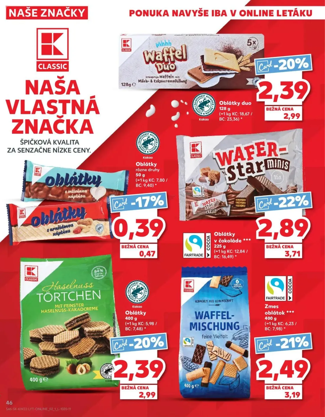 Kaufland leták, strana 46 z 72 — WAFER-Star, WAFFEL-MISCHUNG, Waffel Duo