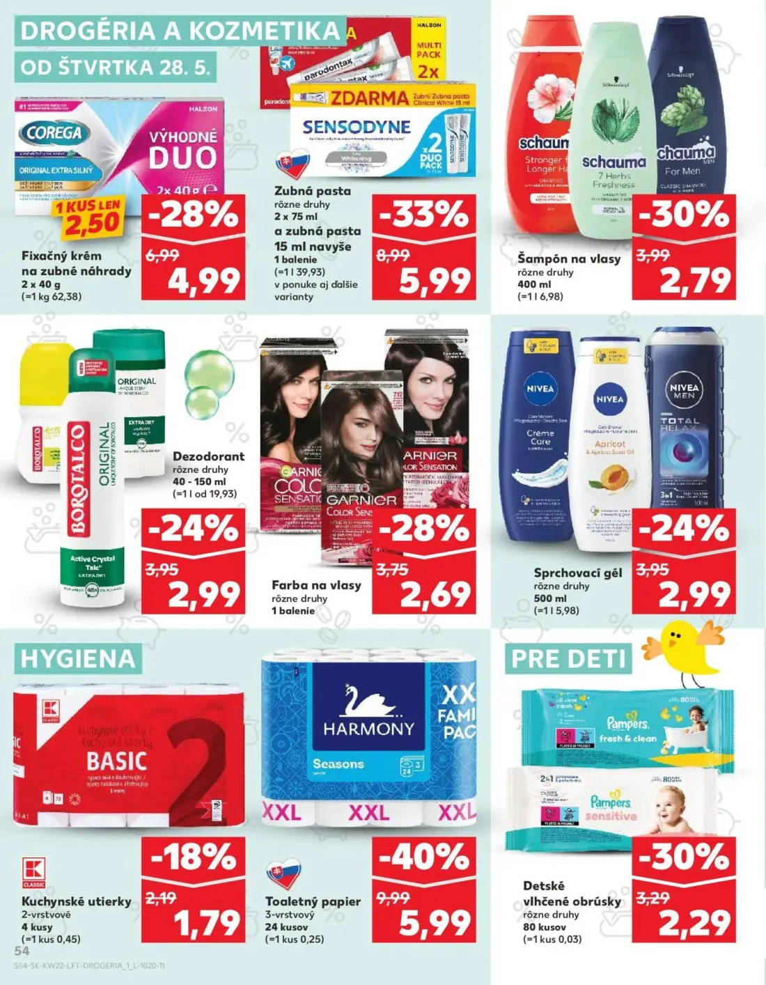 Kaufland leták, strana 54 z 72 — Toaletný papier, Detské vlhčené obrúsky, Kuchynské utierky