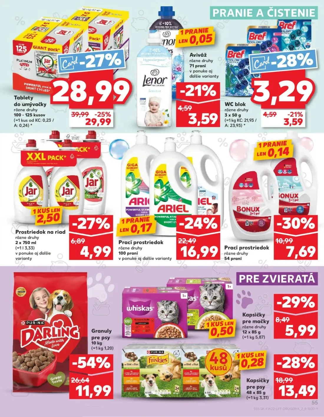 Kaufland leták, strana 55 z 72 — Tablety do umývačky rôzne druhy, Prací prostriedok rôzne druhy, Prací prostriedok rôzne dru…