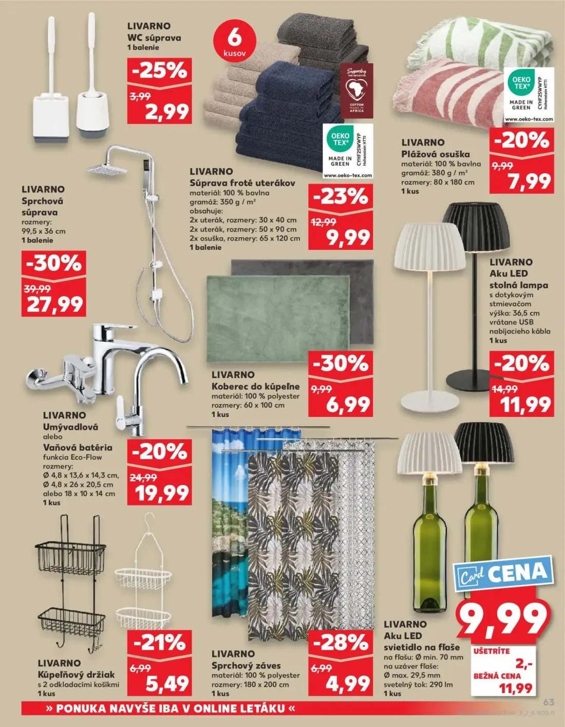 Kaufland leták, strana 63 z 72 — Sprchová súprava, Umývadlová alebo Vaňová batéria, Súprava froté uterákov