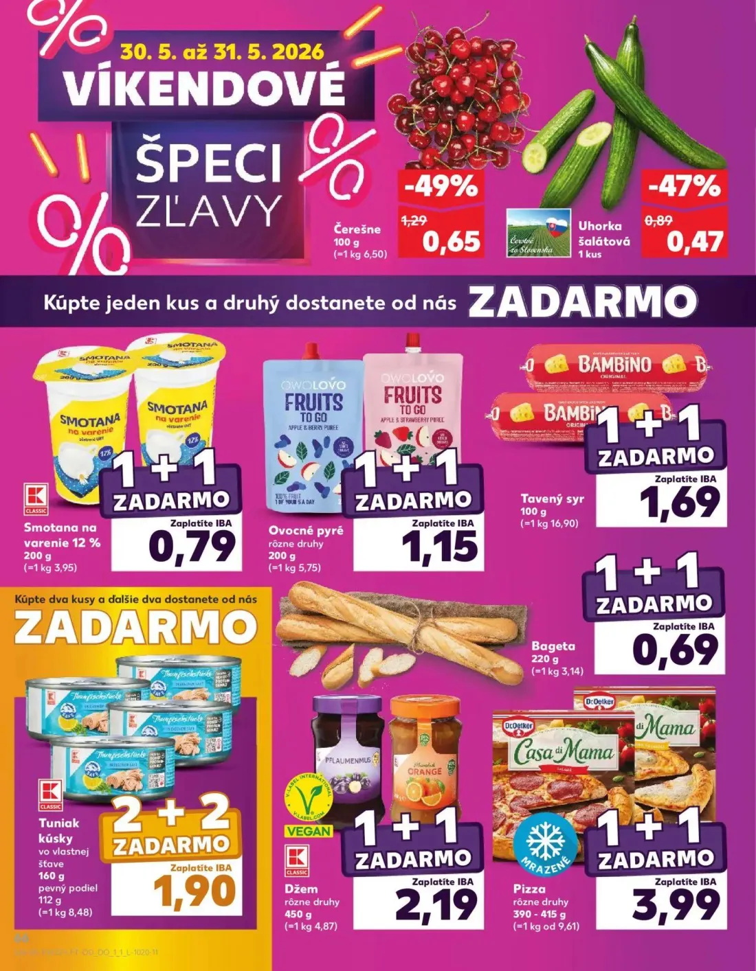 Kaufland leták, strana 66 z 72 — Čerešne, Smotana na varenie 12%, Tavený syr