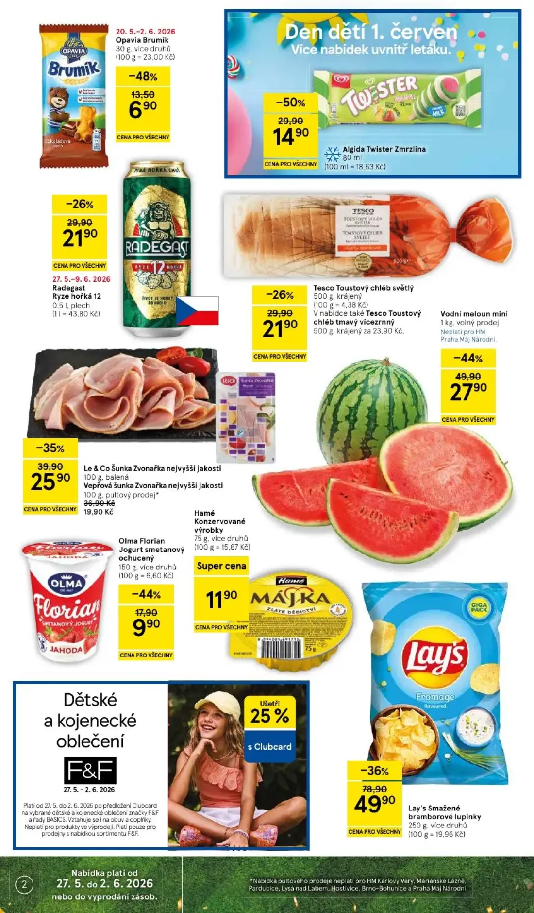 Tesco leták, strana 2 z 37 — Le & Co Šunka Zvonařka nejvyšší jakosti, Tesco Toustový chléb světlý, Opavia Brumík