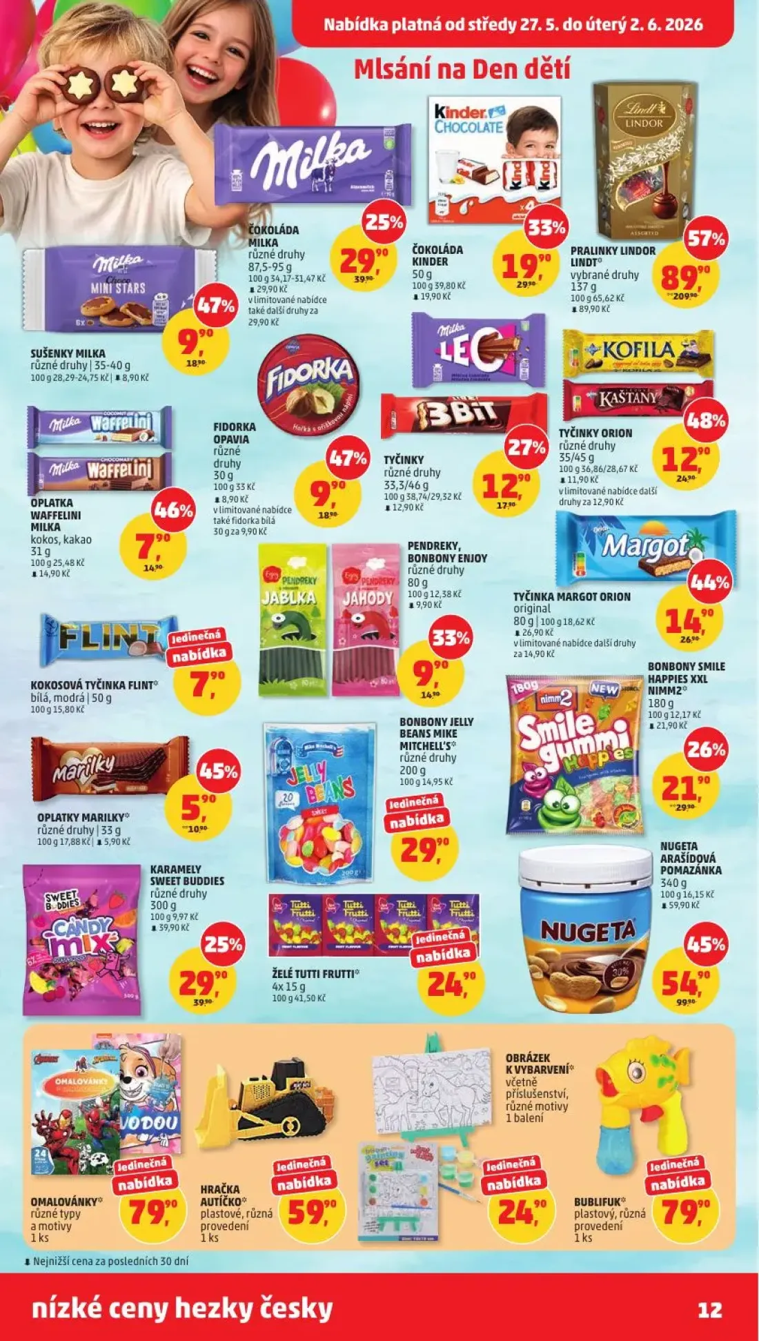 PENNY leták, strana 12 z 31 — PRALINKY LINDOR LINDT, ČOKOLÁDA MILKA