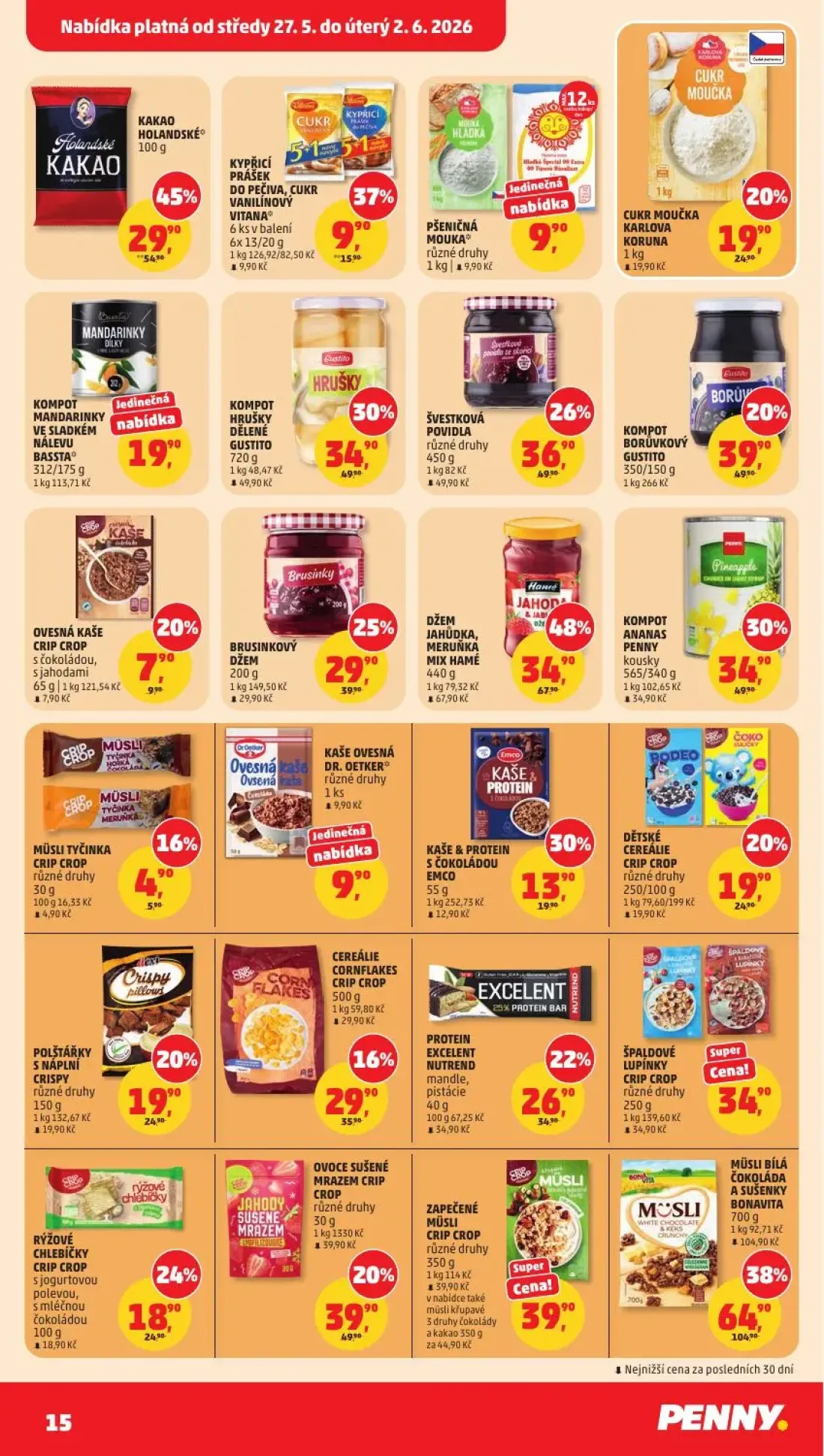 PENNY leták, strana 15 z 31 — DŽEM JAHŮDKA, MERUŇKA MIX HAMÉ, KAKAO HOLANDSKÉ, BRUSINKOVÝ DŽEM